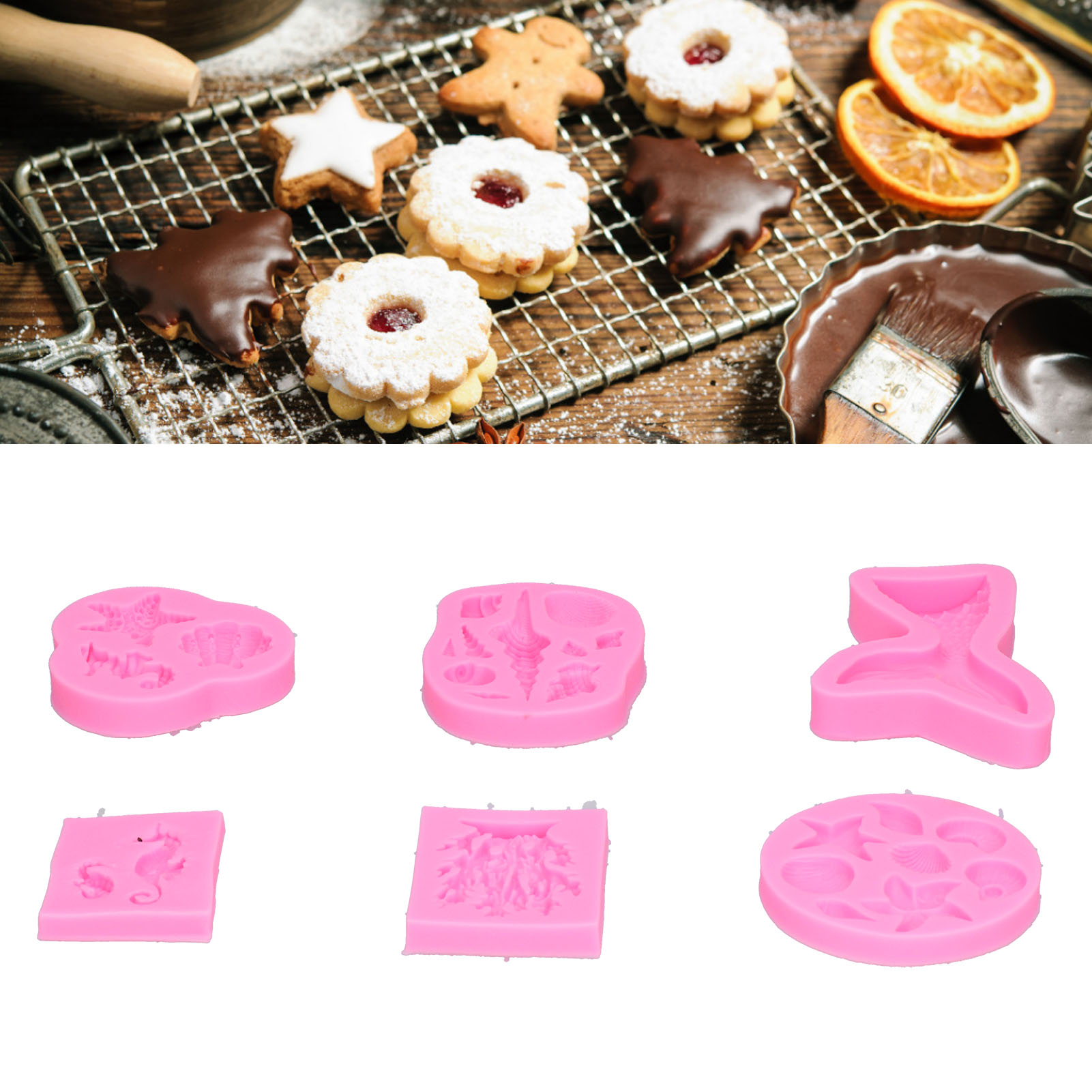 6er-set Silikonformen In Muschelform Für Fondant, Kuchen Und Pralinen – Dekorationswerkzeug – Rosa
