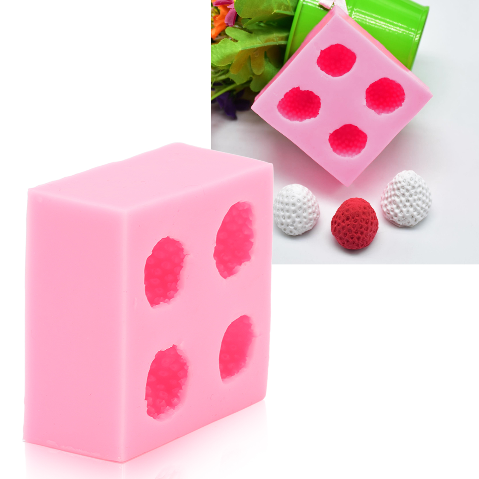 Silikonform Für Erdbeeren, Schokoladenfondant-kuchenform, Diy-schokoladendekorations-backwerkzeuge, Rosa