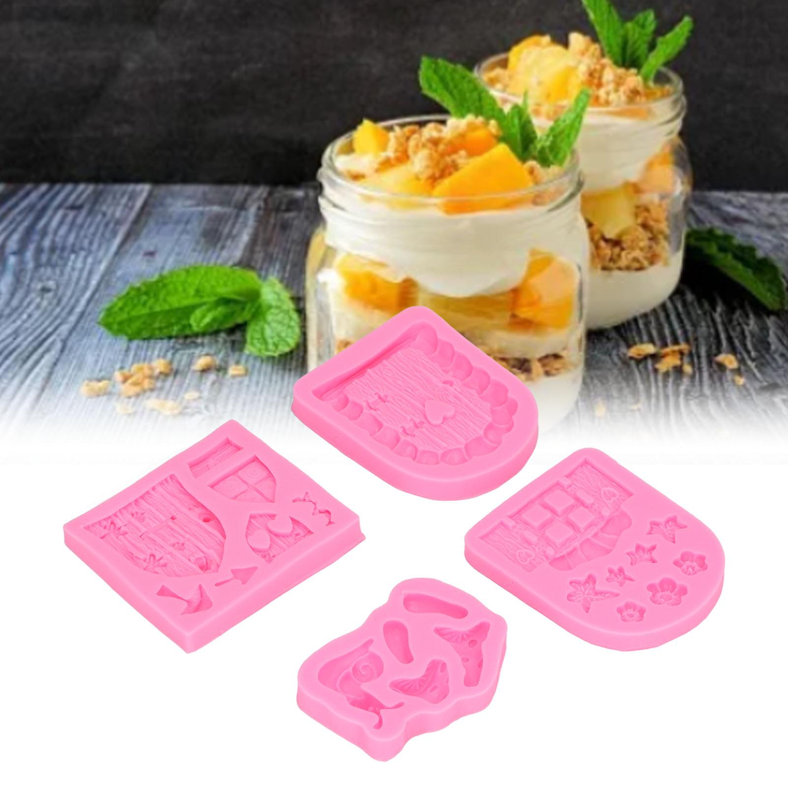 Set Mit 4 Silikonformen Für Gummibärchen, Schokolade, Desserts, Eiswürfel, Kaugummi, Modelliermasse, Kekse, Harz, Cupcake- Und Tortendekoration.