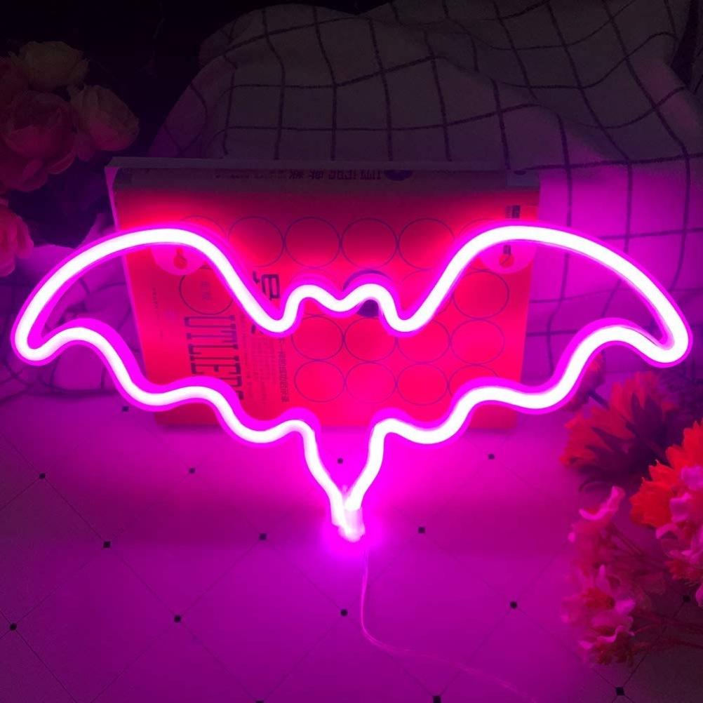 Eine Led-fledermaus-neonlampe Mit Doppelfunktion, Betrieben Mit Einer Usb-batterie, Pink, Einheitsgröße, Ideal Für Halloween, Perfekt Zum Schaffen Einer Bar-atmosphäre, Einer Party Oder Zum Dekorieren