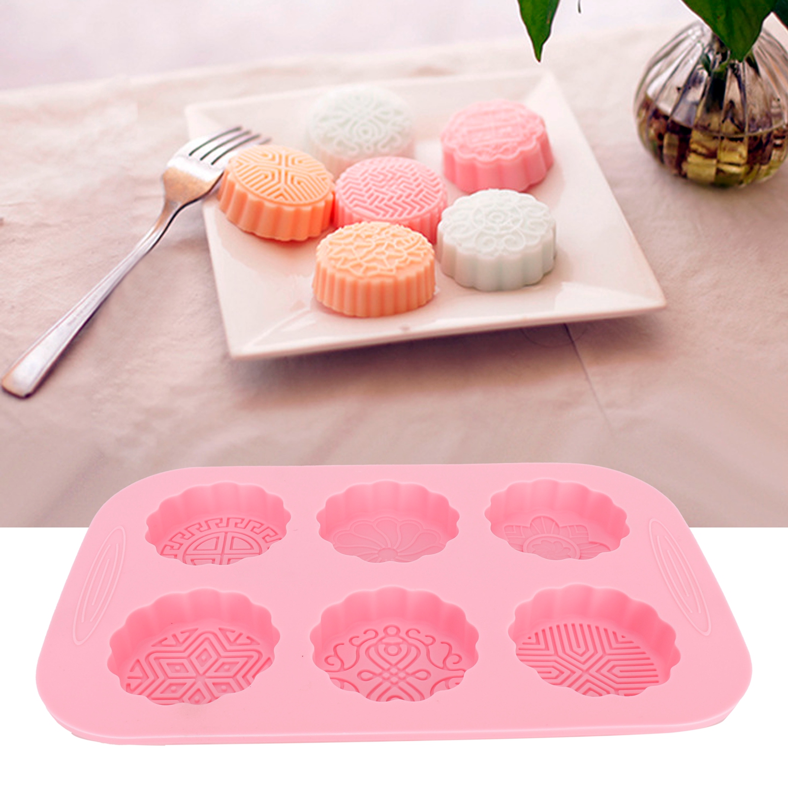 Silikonform Mit 6 Fächern Für Mondkuchen, Ideal Zum Backen, Für Seifenherstellung Und Andere Desserts. Küchenhelfer.