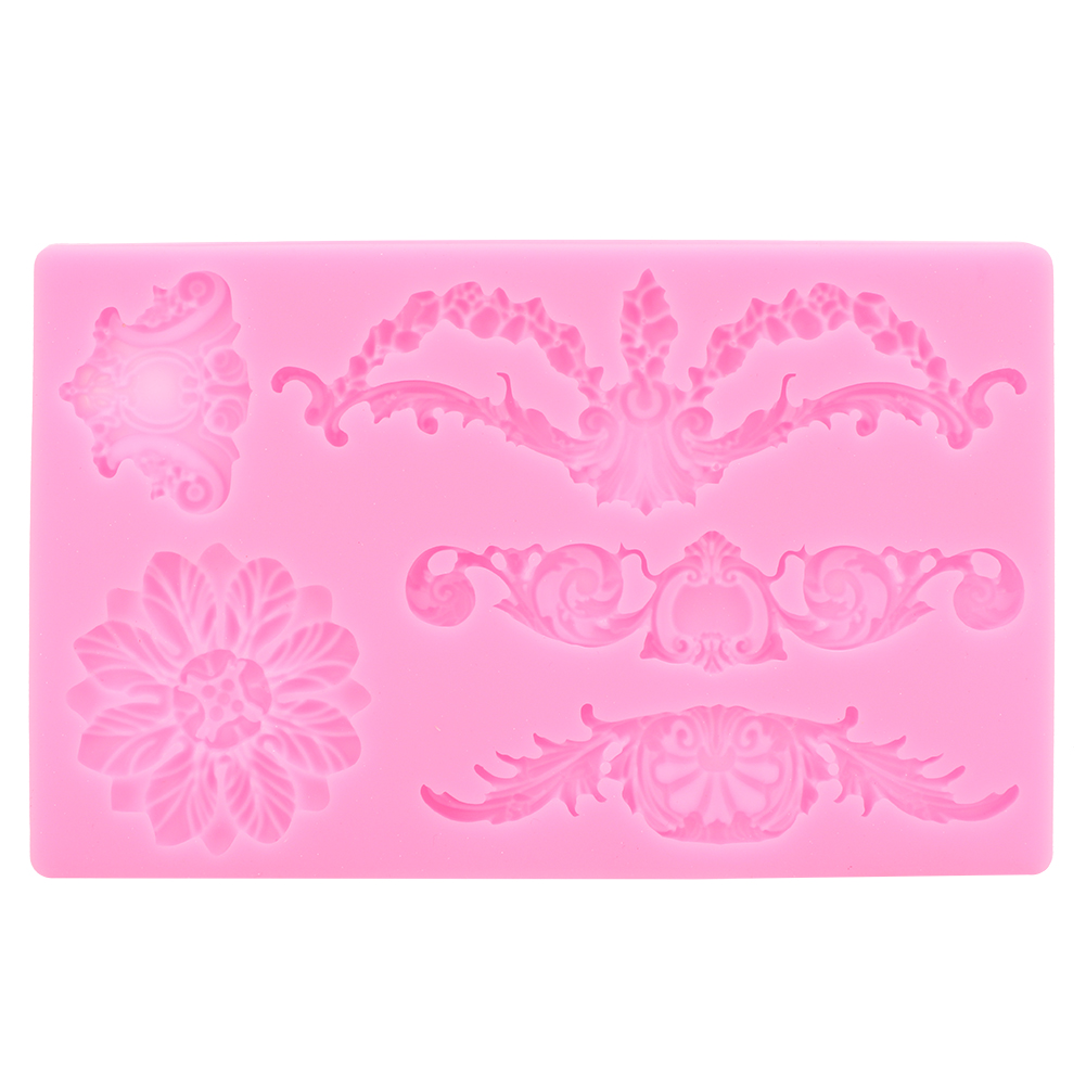 Silikonform Mit Geprägtem Blumenmuster, Europäisches Blumendekor, Für Kuchen, Fondant, Kekse Und Pralinen – Rosa Dekorations- Und Backwerkzeug