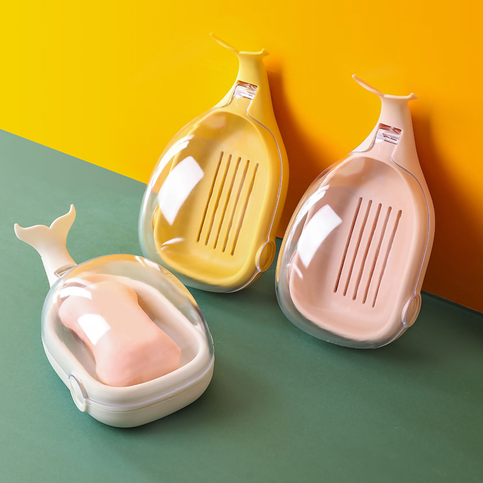 Wasserdichte Seifenschale Mit Klappdeckel In Form Eines Niedlichen Wals, Abtropfbox Für Badeseife, Rosa.