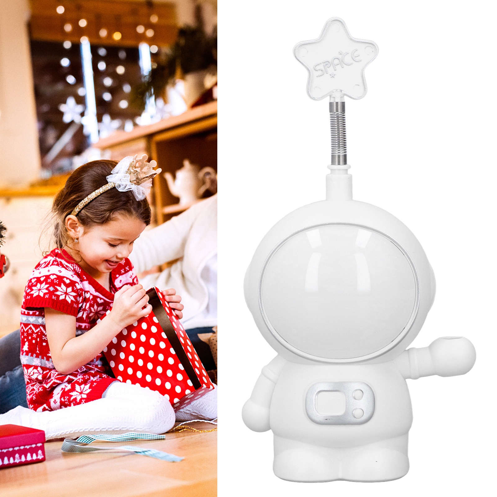 Multifunktionale, Wiederaufladbare Schreibtischlampe Für Kinder, Augenschutz, Astronauten-nachtlicht, Geschenk Für Schulkinder, Bleistiftspitzer, Weiß