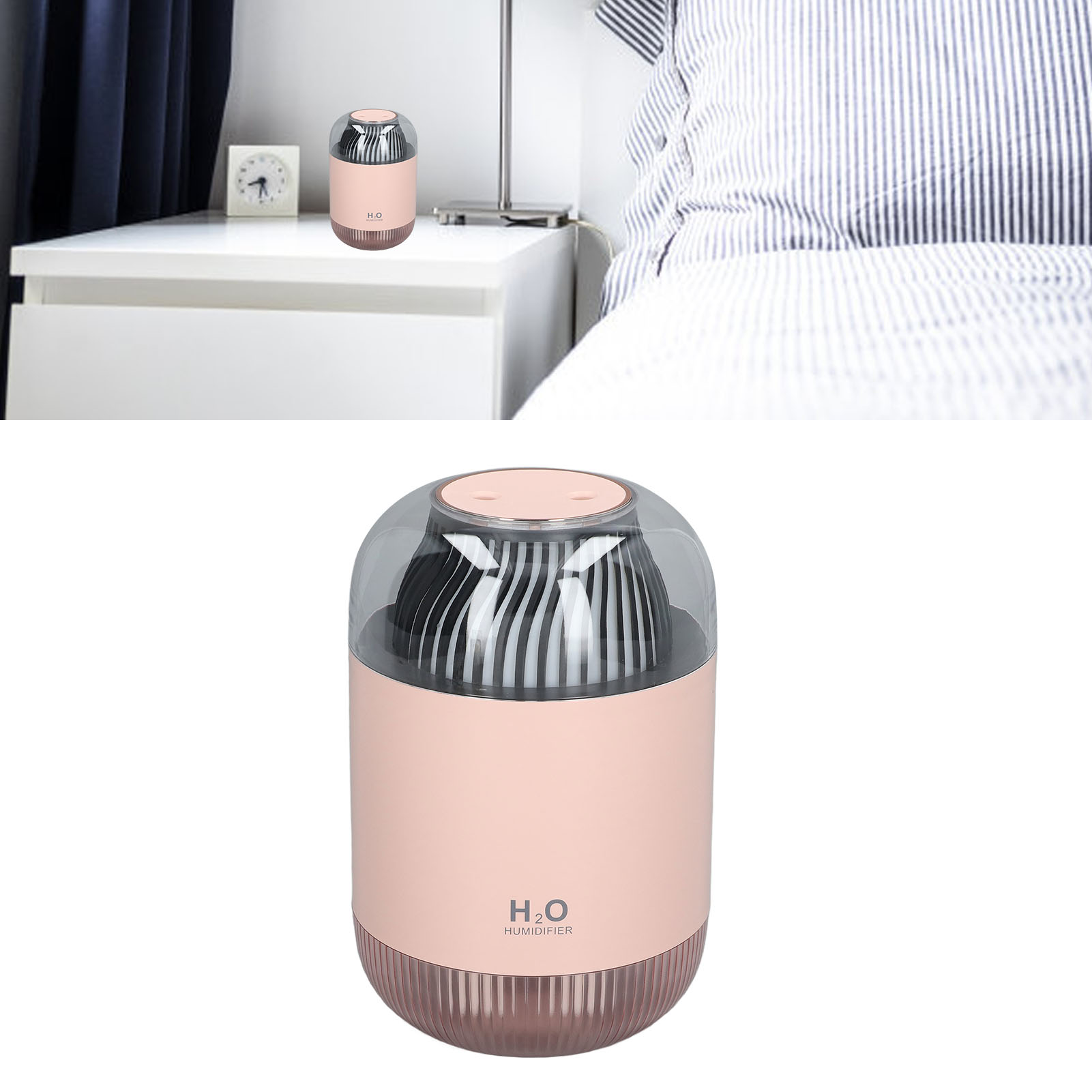 1000-ml-luftbefeuchter Mit Doppelsprühfunktion, Nachtlicht, Usb-aufladung Und Nebelzerstäuber Für Zuhause, Rosa