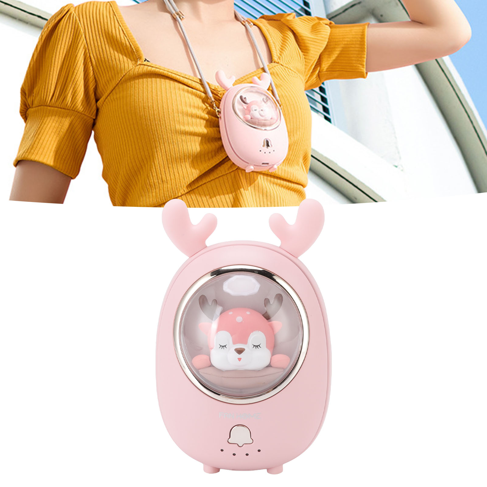Tragbarer, Haustierförmiger Nackenventilator Ohne Rotorblätter, Mit Eingebautem Nachtlicht Und Usb-ladefunktion.