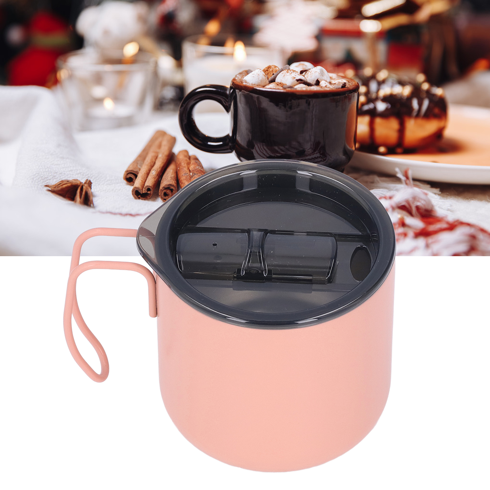 Rosa Edelstahl-kaffeebecher Mit Deckel, Amerikanischer Stil, Ideal Für Tee Und Unterwegs, Stoßfest Und Isoliert, Zum Kaffeekochen, 350 Ml
