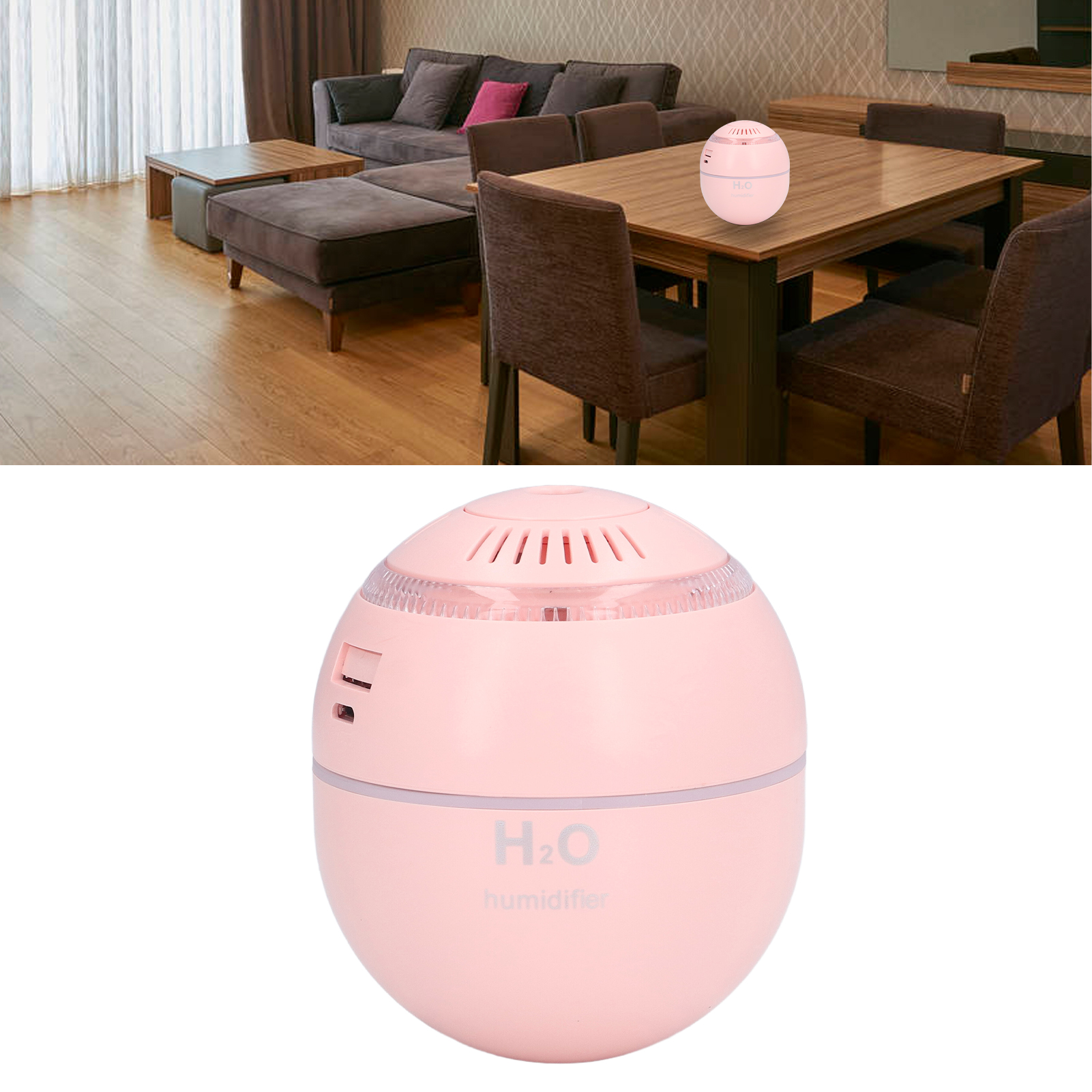 Becherförmiger Luftbefeuchter Mit Eingebautem Akku, Mini-luftbefeuchter In Rosa Mit Farbigem Rgb-licht.