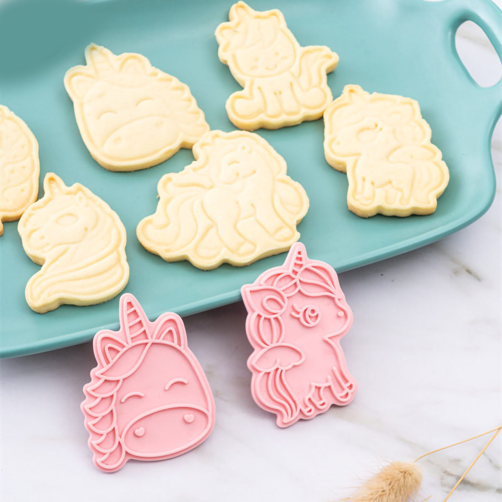 3d-einhorn-ausstechform Aus Kunststoff, Cartoon-design, Zum Aufkleben, Zum Dekorieren Und Für Fondant. 6-teiliges Set.