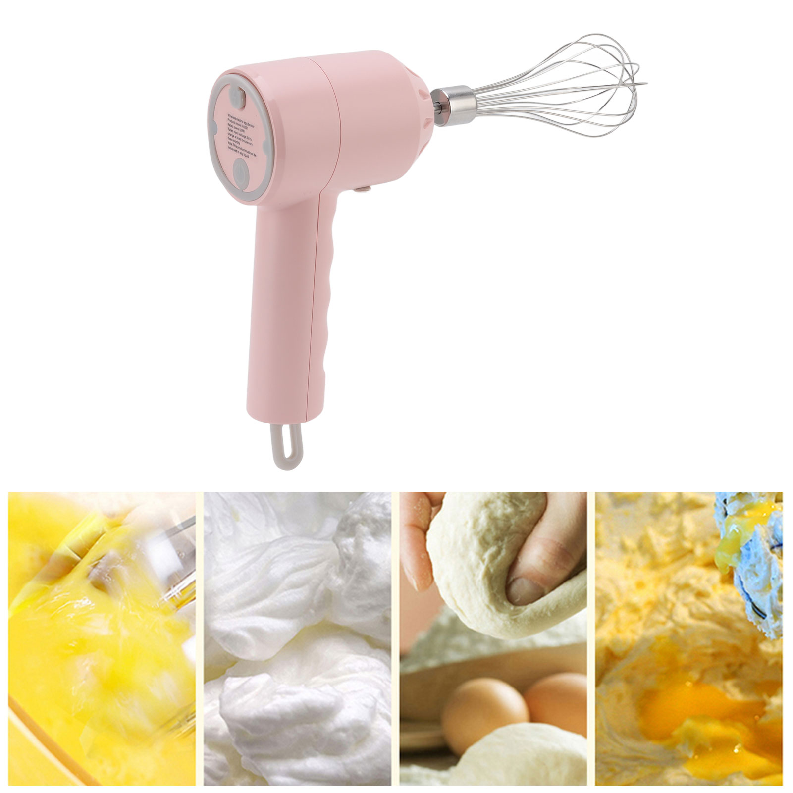 Sonderangebot: Kabelloser Elektrischer Eierquirl, Mini-sahneautomat, Wiederaufladbarer Tragbarer Mixer Zum Backen, Rosa.