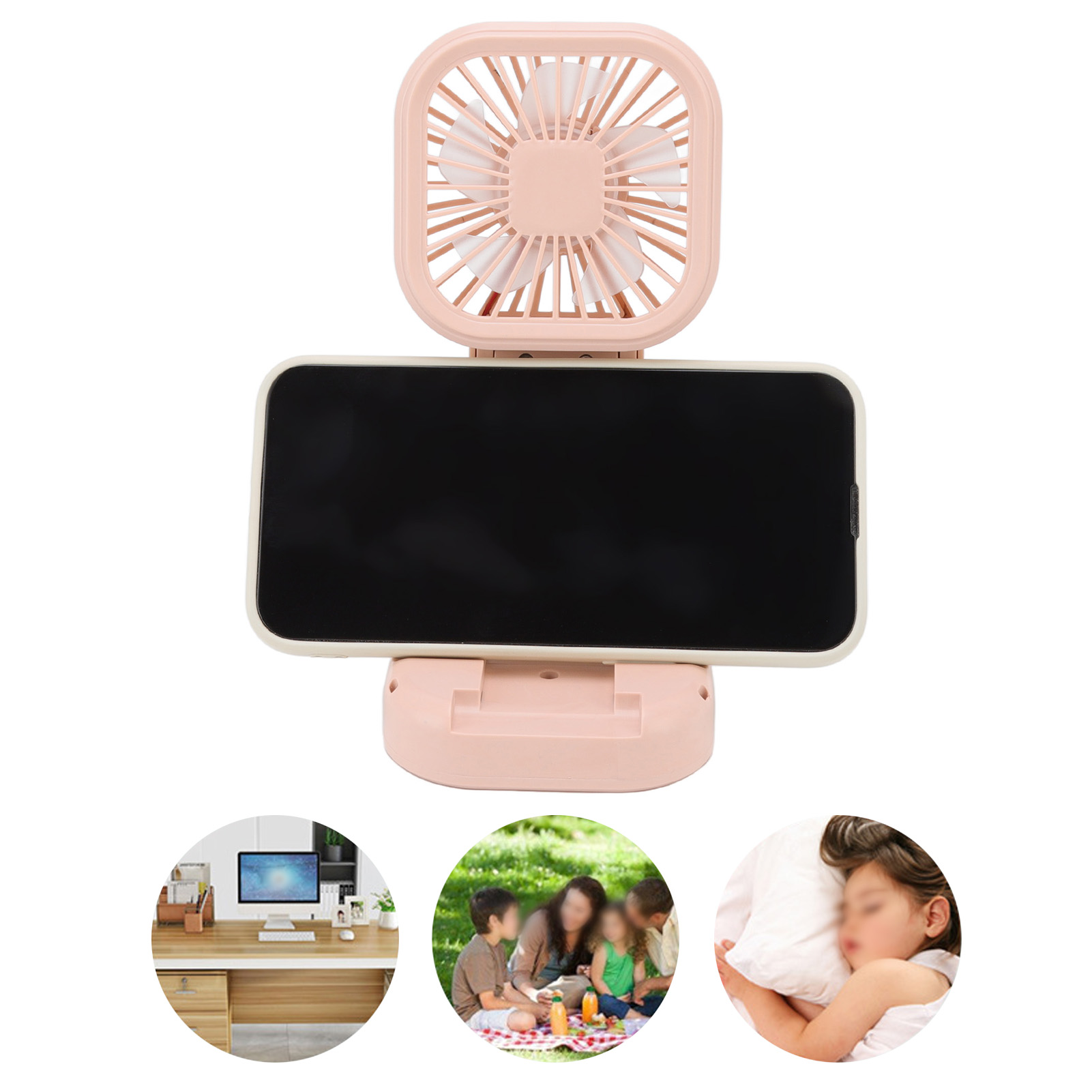 Mini-tischventilator, Faltbarer Sommerventilator, Rosa