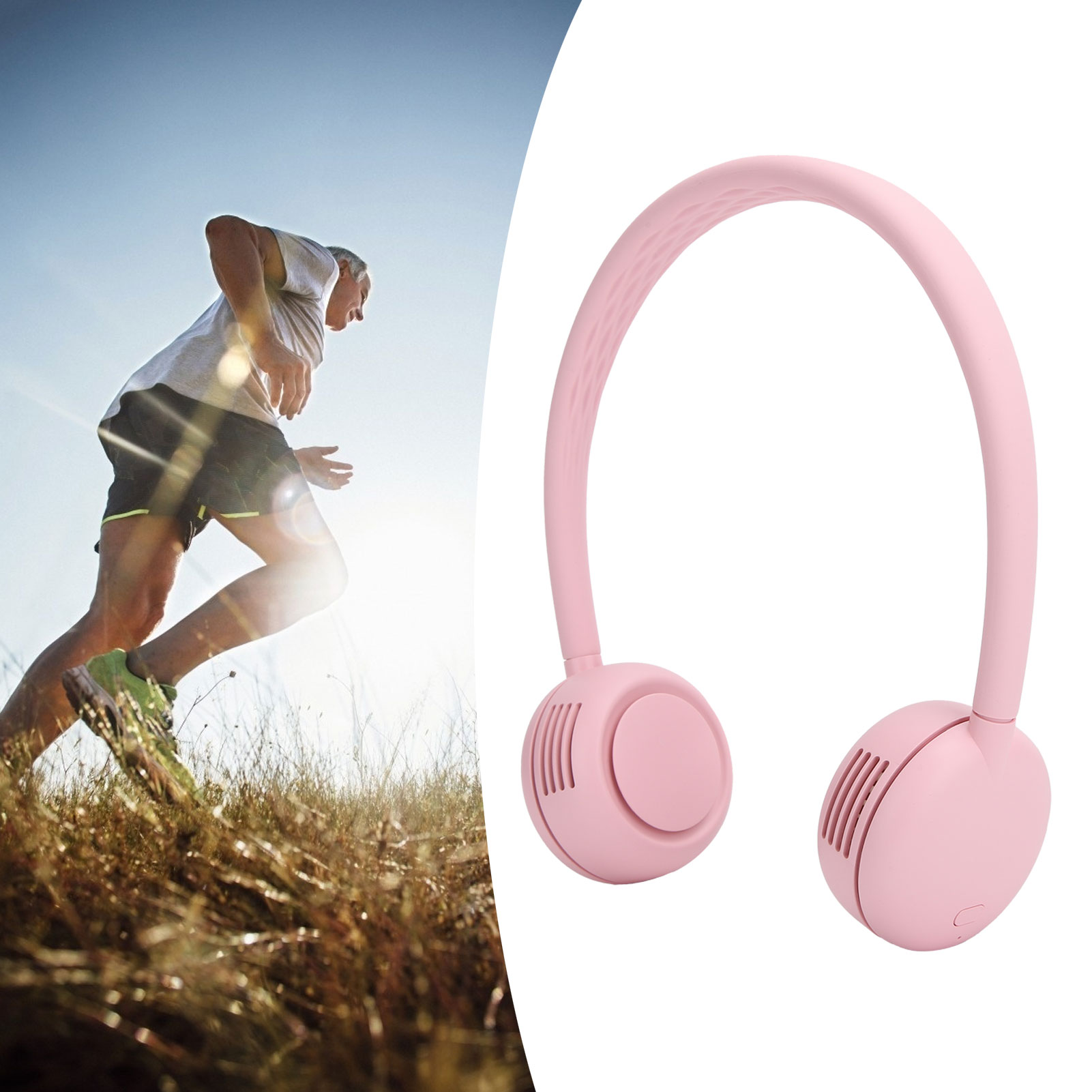 Kabelloser, Verstellbarer, Per Usb Aufladbarer Und Geräuscharmer Nackenventilator – Ideal Für Sport Zu Hause, In Der Schule Oder Im Freien. Rosa, 2000 Mah.