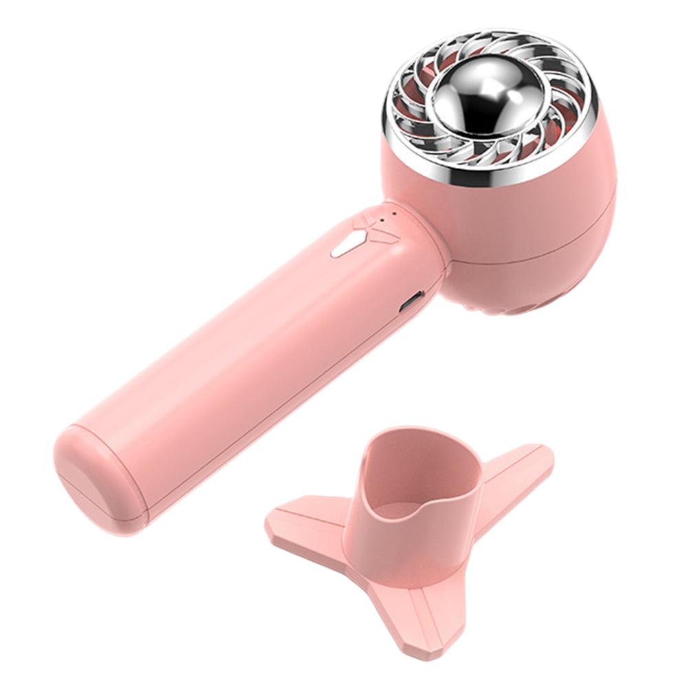 Tragbarer Usb-ventilator Mit 2000 Mah Kapazität Und Axialturbine, Mini-tischventilator Mit Hoher Drehzahl, Rosa.