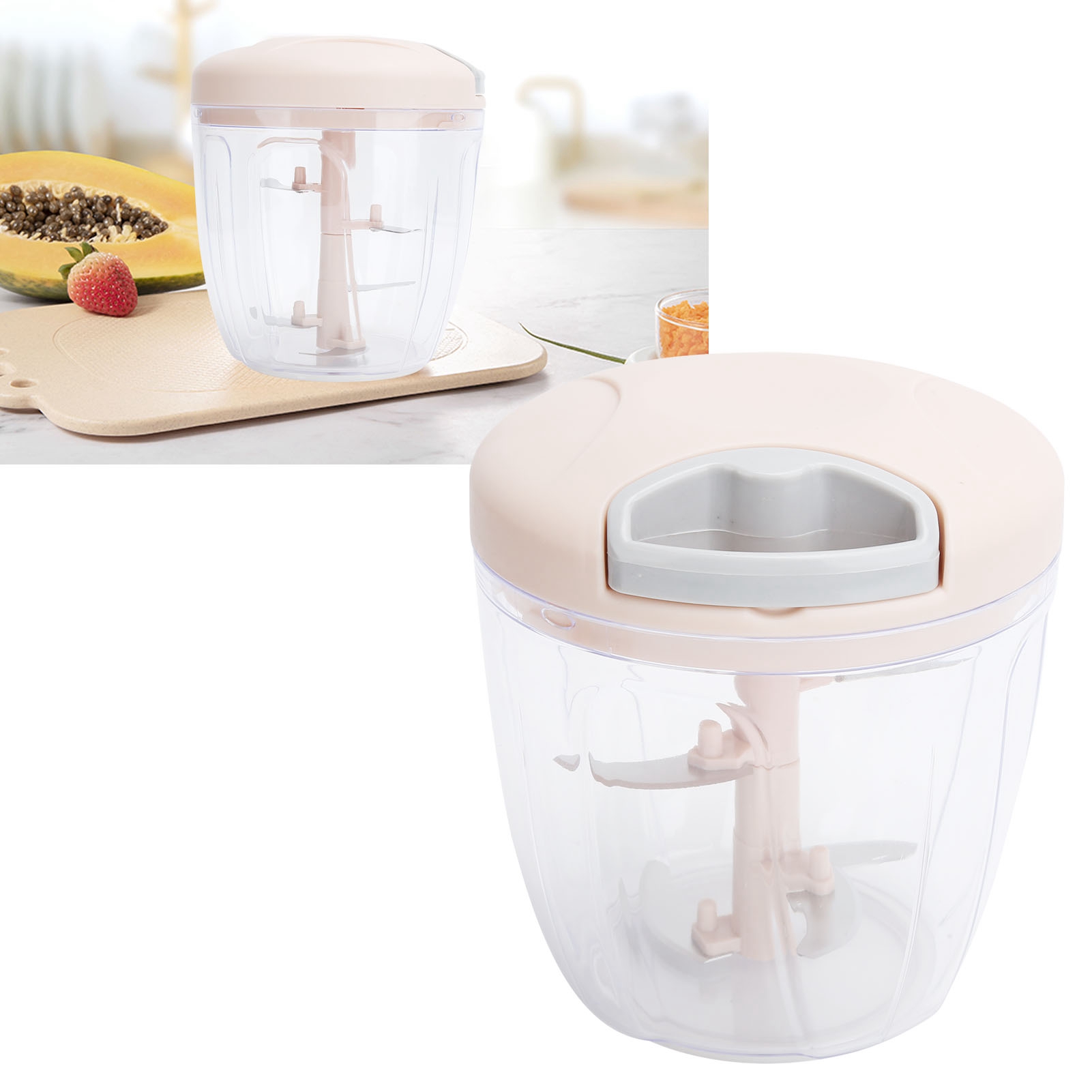 Gemüseschneider Mit Kordelzug, Manueller Obst- Und Fleischschneider, Küchenhelfer, 900 Ml, Rosa