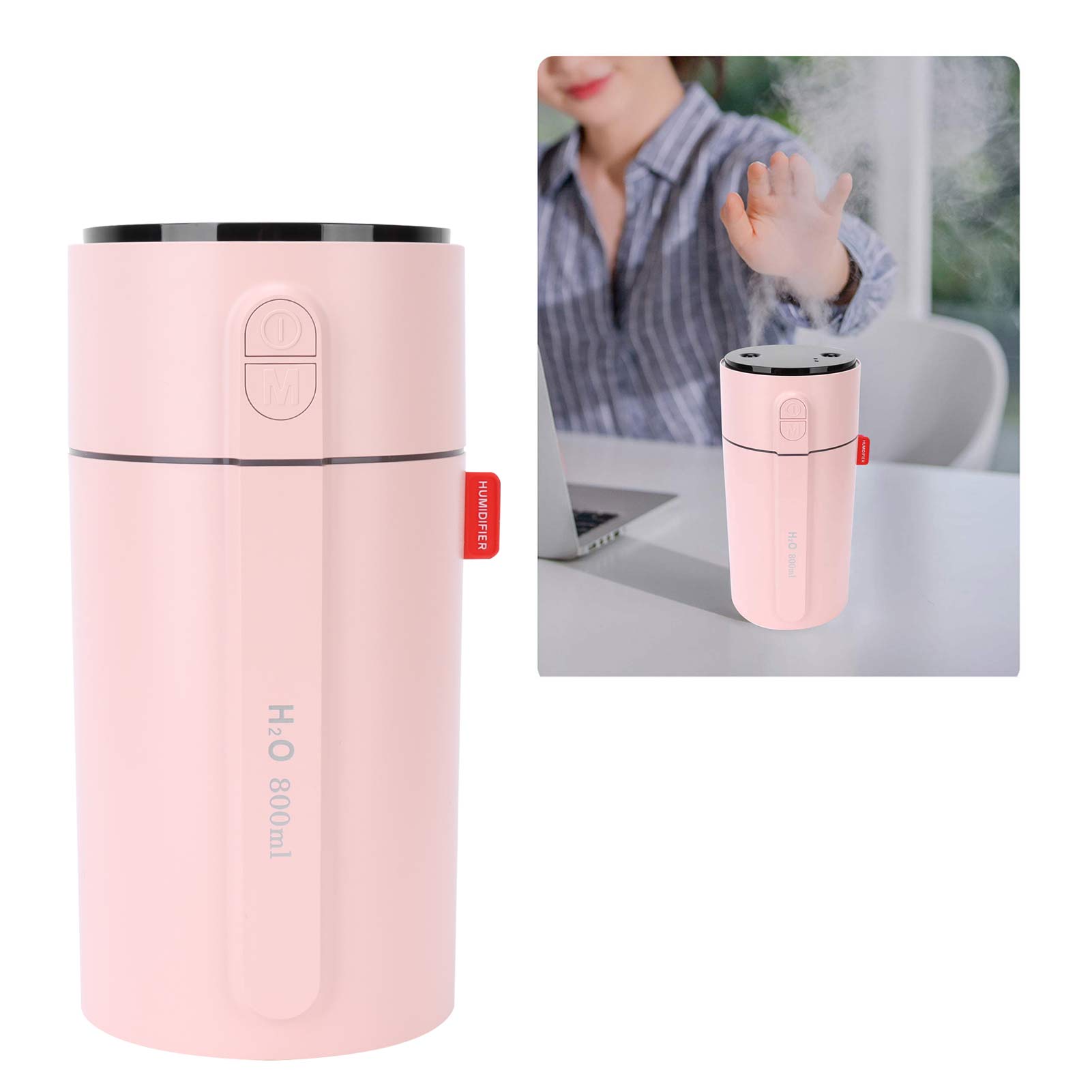 Kompakter, Pinkfarbener Usb-luftbefeuchter Mit Zwei Sprühfunktionen Und Intelligentem Display, Ideal Für Zuhause Und Büro.