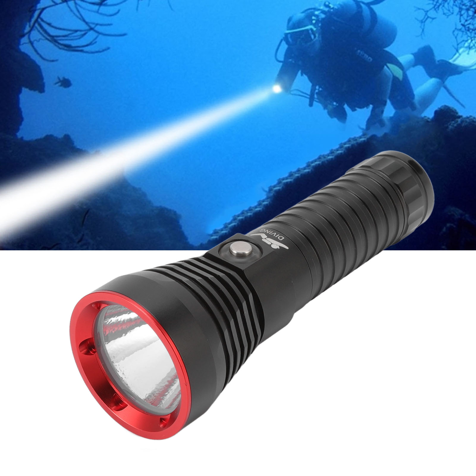 3000 Lm Led-taucherlampe, Wasserdicht Nach Ipx8 Bis 100 M Tiefe, Rot