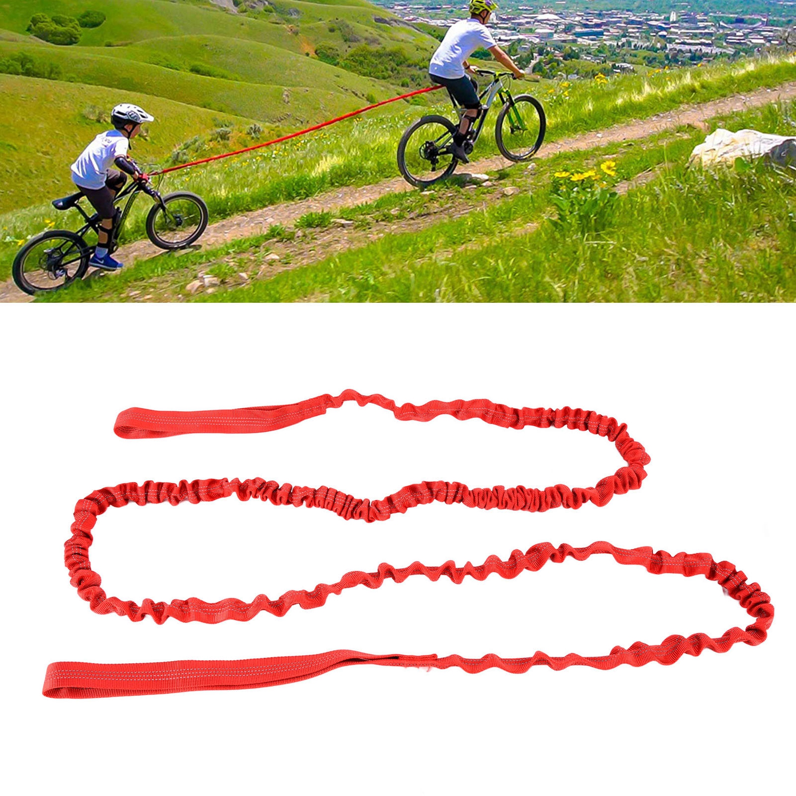 Verstellbares, Robustes Und Tragbares Fahrradabschleppseil Aus Nylon Mit Elastischer Spannung Für Outdoor-radtouren (rot)
