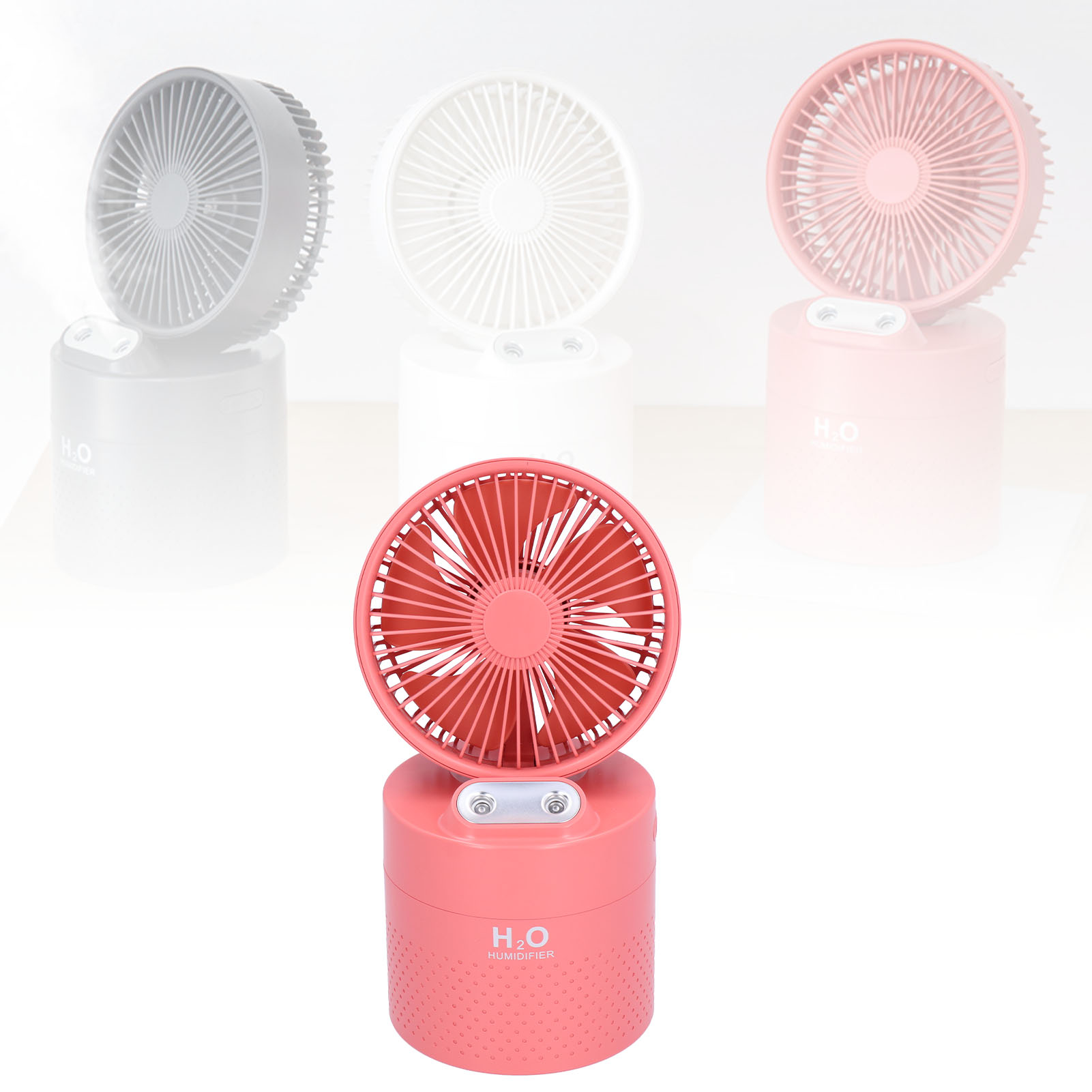 4000 Mah Doppelnebel-ventilator/luftbefeuchter, Usb-aufladbar, Für Studentenwohnheime (rot).