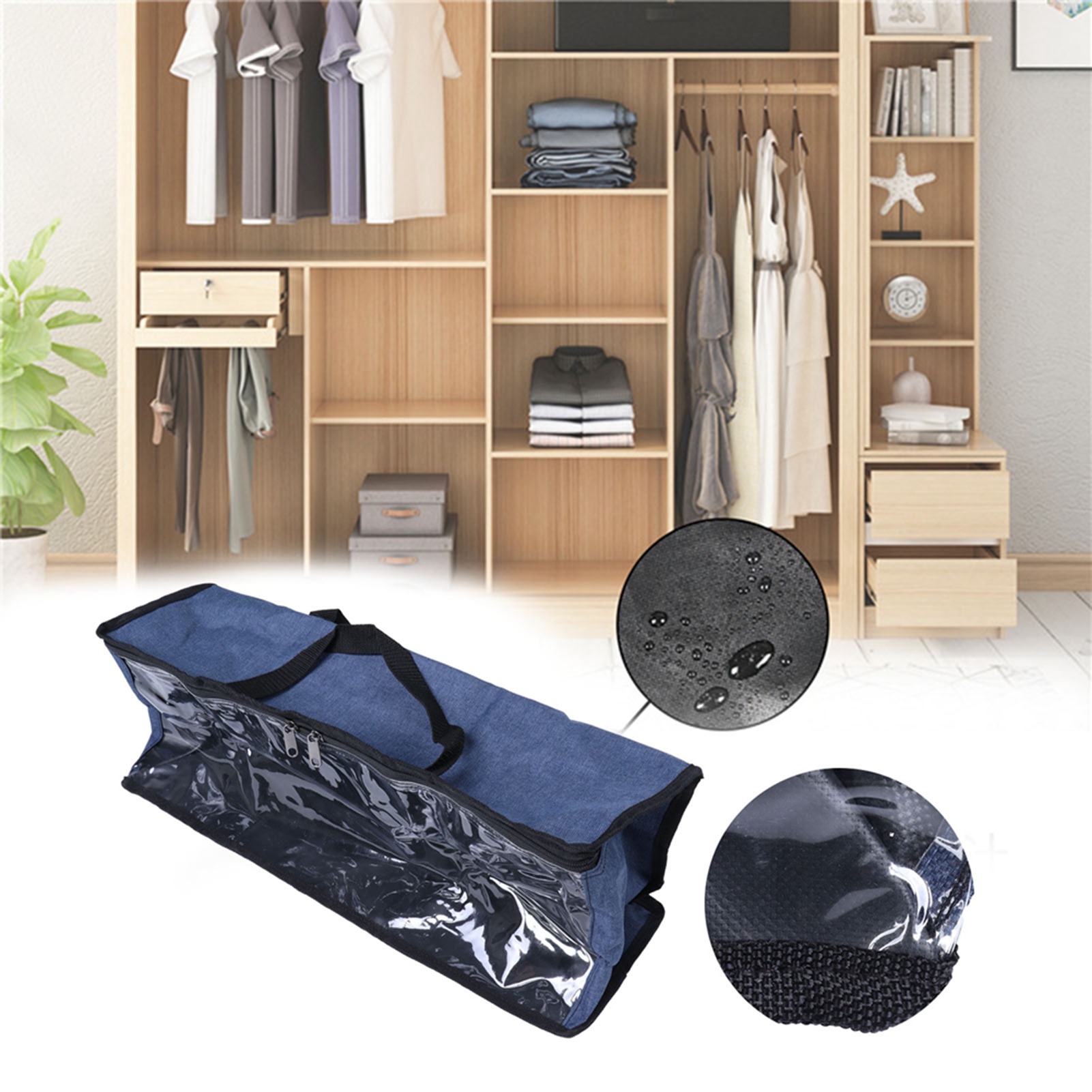 Aufbewahrungstasche Aus Pvc, Organizer, Staubdichte Tragetasche Mit Reißverschluss Und Tragegriffen, Für Zuhause Und Reisen, Dunkelblau