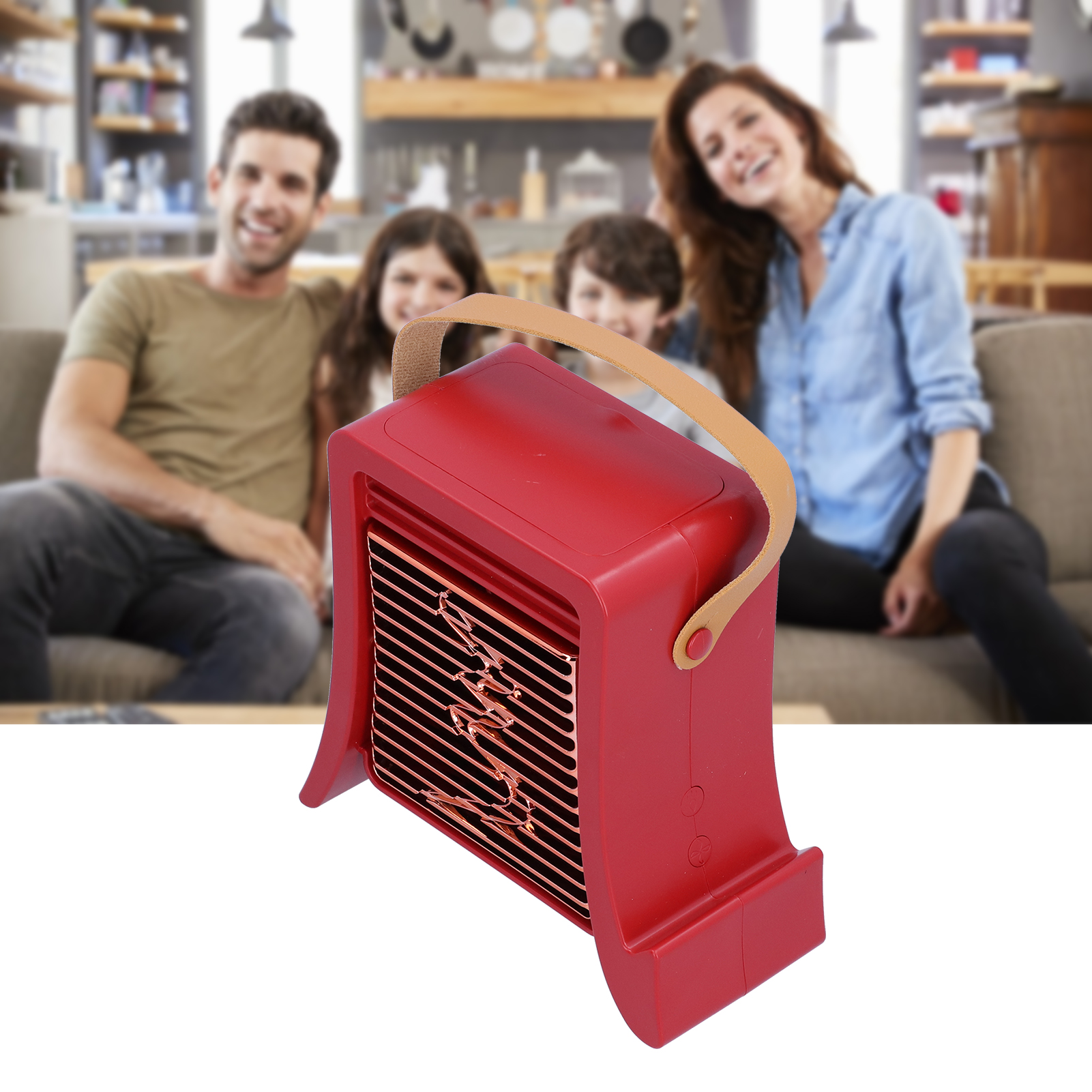 Tragbarer, Per Usb Aufladbarer Led-ventilator/luftbefeuchter, Rot, Für Wohn- Und Esszimmer