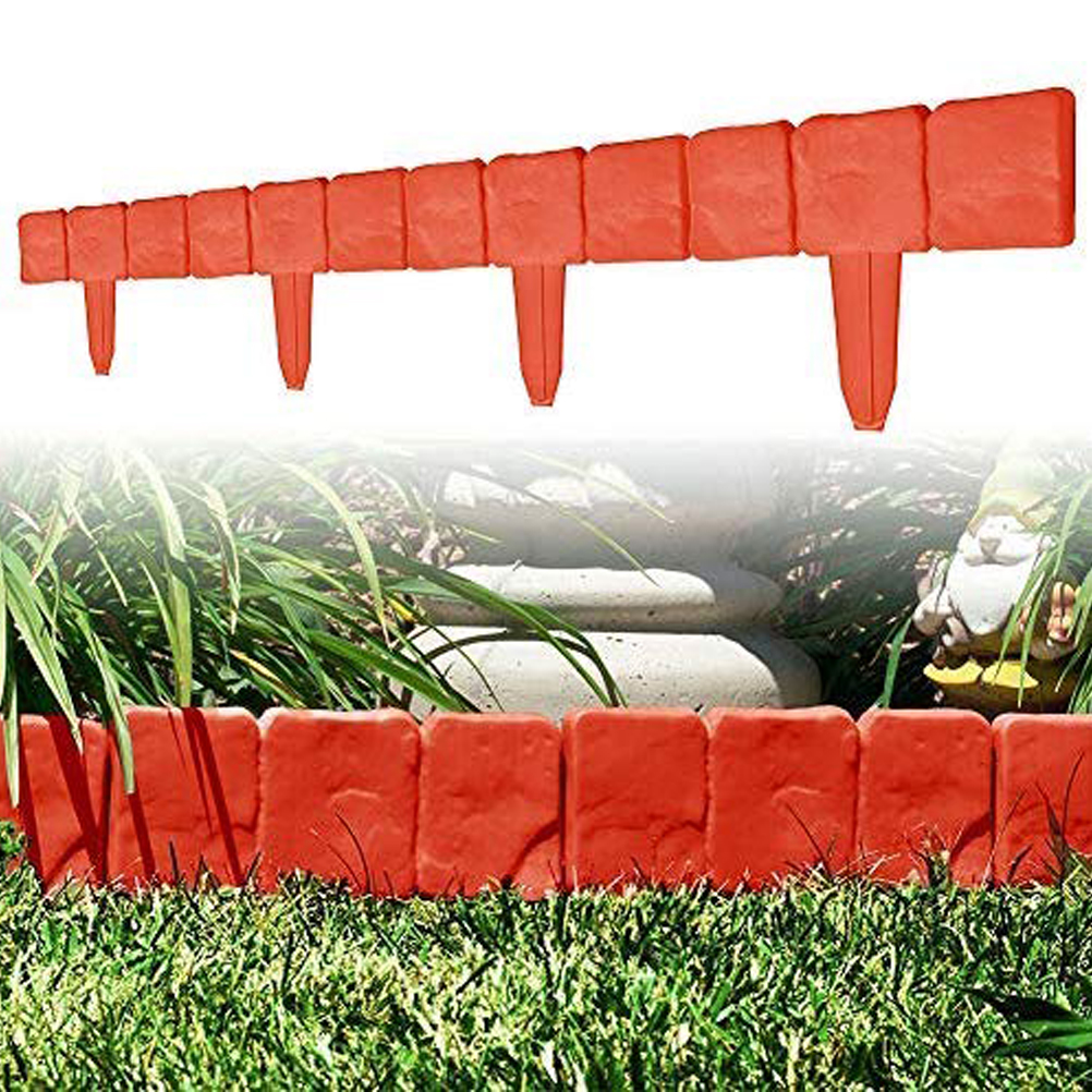 Set Mit 10 Zaunelementen In Steinoptik, Kunststoff-gartenzaun, Zusammensteckbarer Pp-faltzaun, Gartenzaun Für Rasenflächen, Garteneinfassung