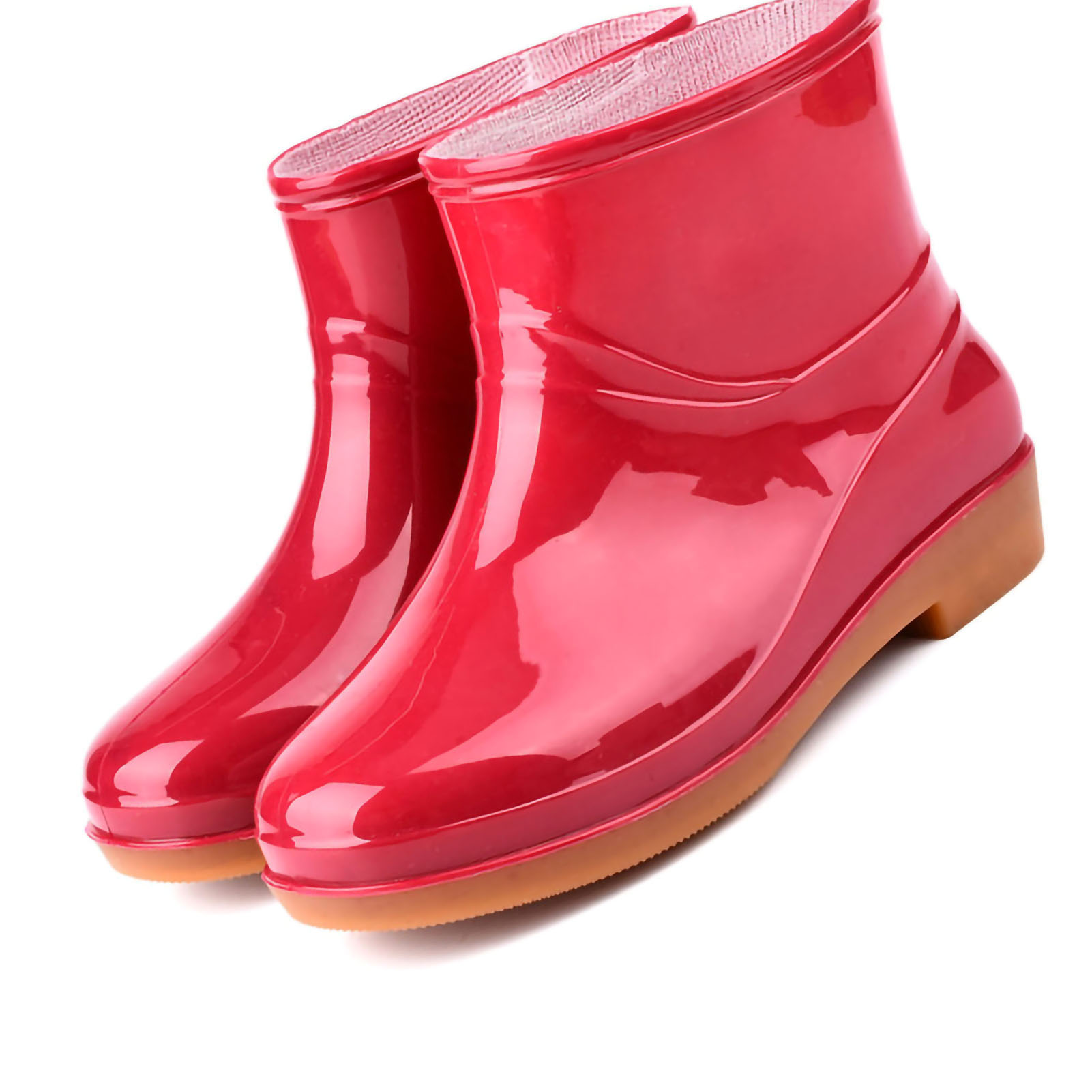 Elegante, Rutschfeste Damen-regenstiefel Mit Niedrigem Schaft Strapazierfähige Gummisohle Wasserschuhe Für Erwachsene Rot Größe 38