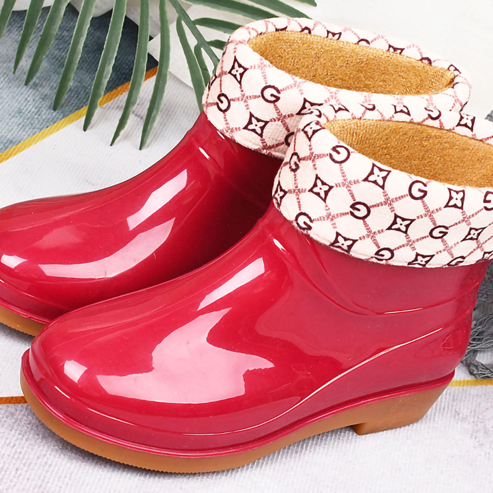 Damen-regenstiefel, Niedrig, Rutschfest Und Modisch, Trendige Wasserschuhe, Strapazierfähige Gummisohle, Größe 37 (rot).