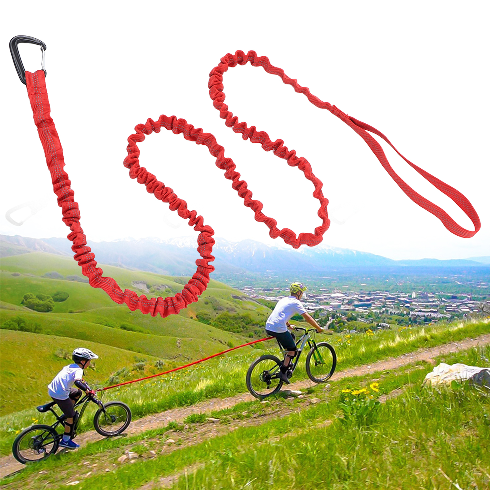 Fahrradabschleppseil Für Kinder, Elastischer Fahrradgurt, Rot