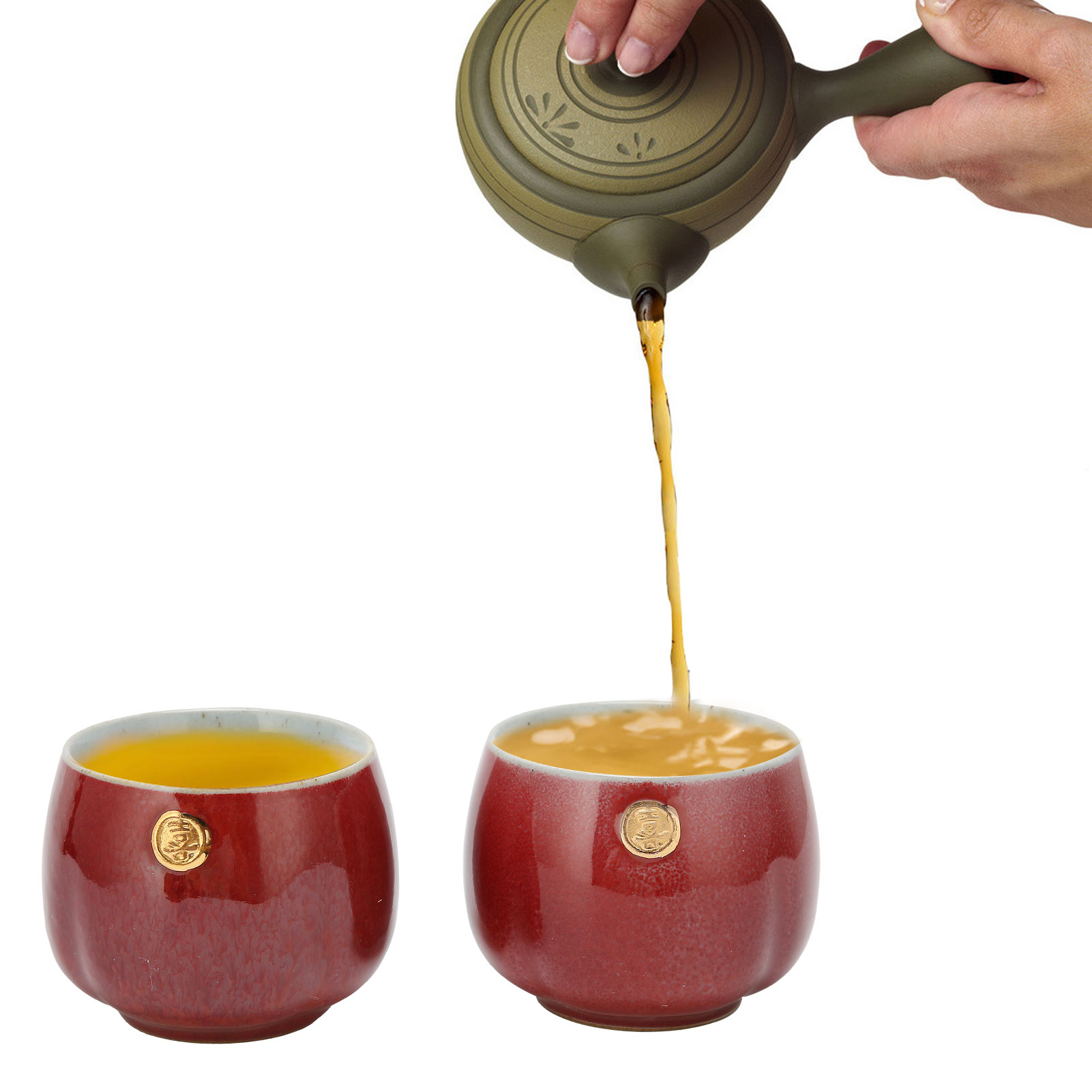Set Aus 2 Keramik-teetassen Im Kung-fu-stil, Geschenk, Teeservice, Heimdekoration