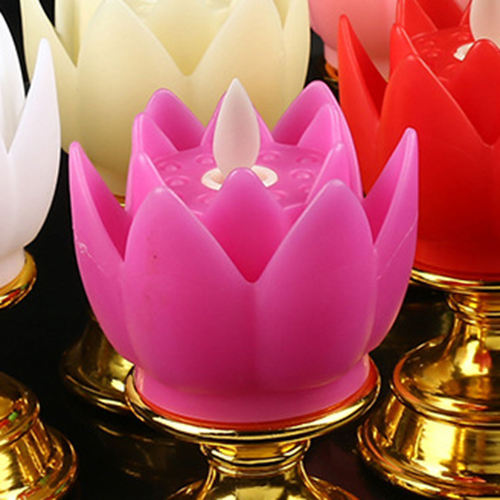 Siebenfarbige Lotuslampe Mit Goldenem Sockel, Dekorative Led-kerzenlampe, Die Eine Kerze Simuliert, Guanyin-opferlampe Der Dharma-versammlung, Gott Des Reichtums, Ewig Brennende Lampe, Lila.
