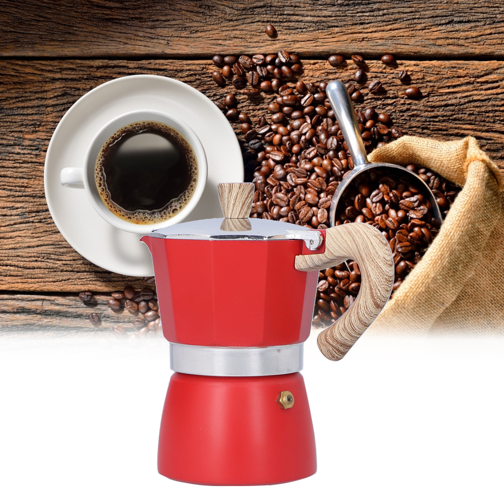 Italienische Kaffeemaschine 150 Ml, Geeignet Für Gas- Und Ethanolherde (rot).