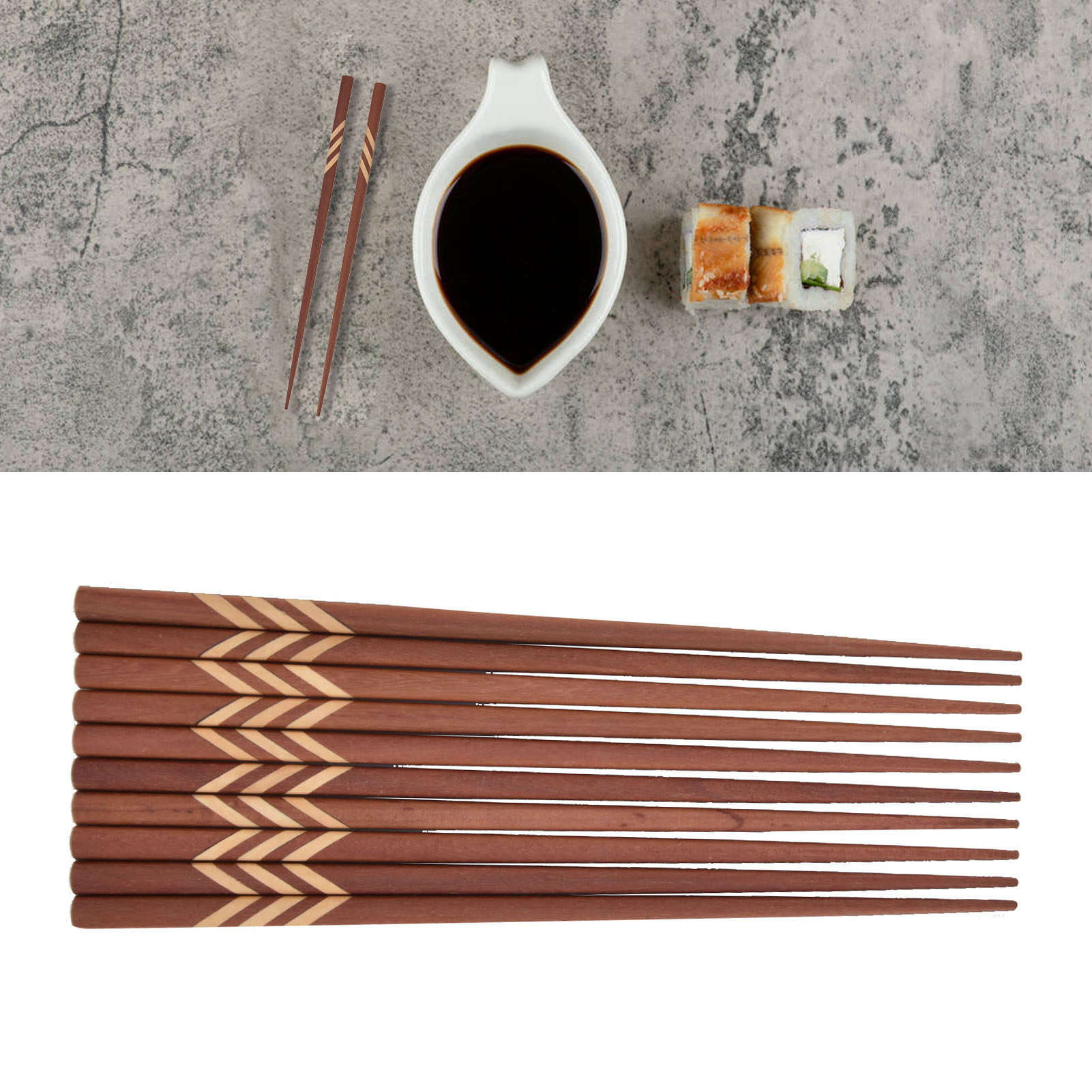 Kreative Essstäbchen Im Japanischen Stil, Aus Rotem Sandelholz Mit Buchsbaumeinlagen, Quadratische Essstäbchen Aus Zusammengesetztem Holz.
