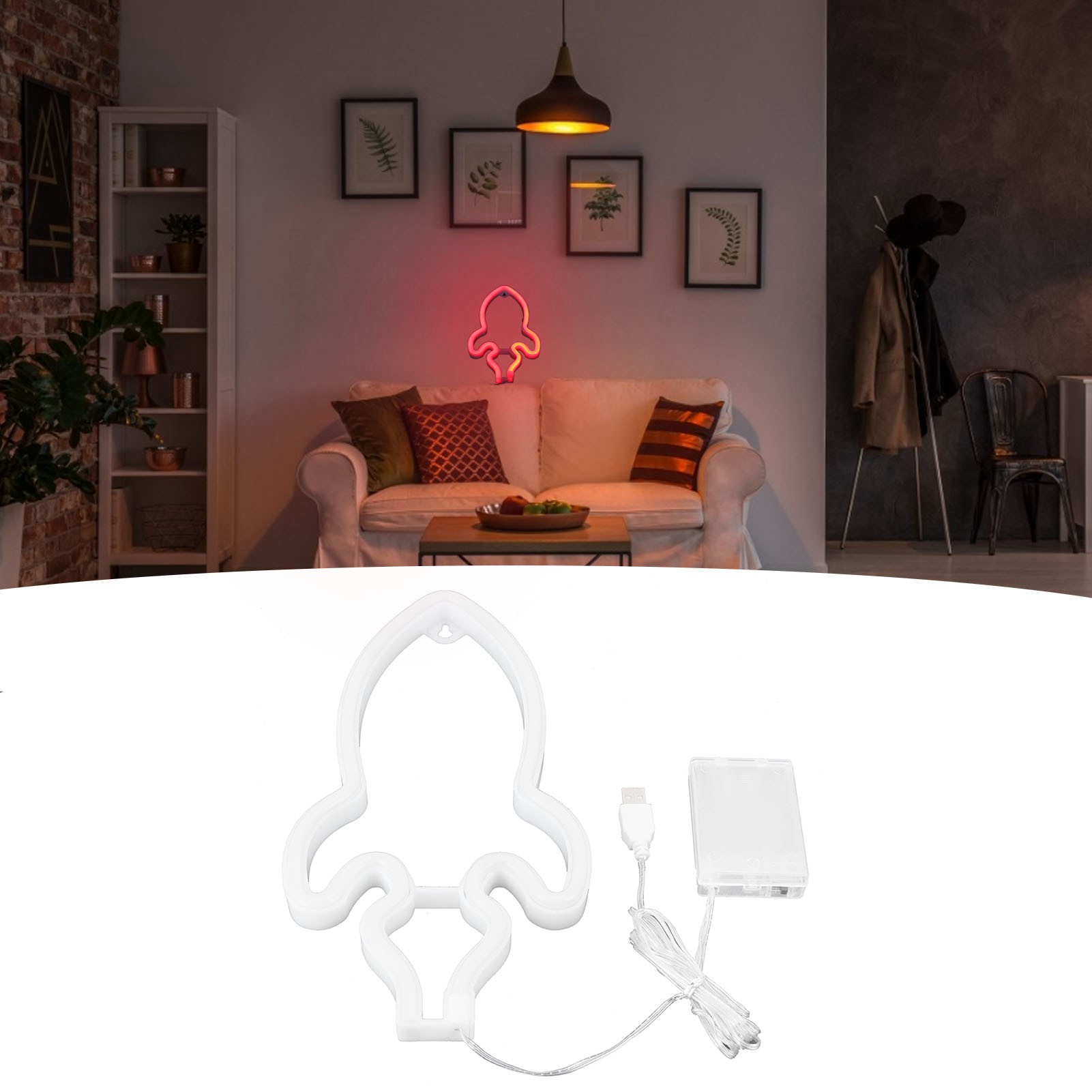 Innovative, Raketenförmige Neonlampe, Rotes Led-leuchtschild Für Kinderzimmer, Weihnachtsdekoration, Hochzeiten Und Partys.