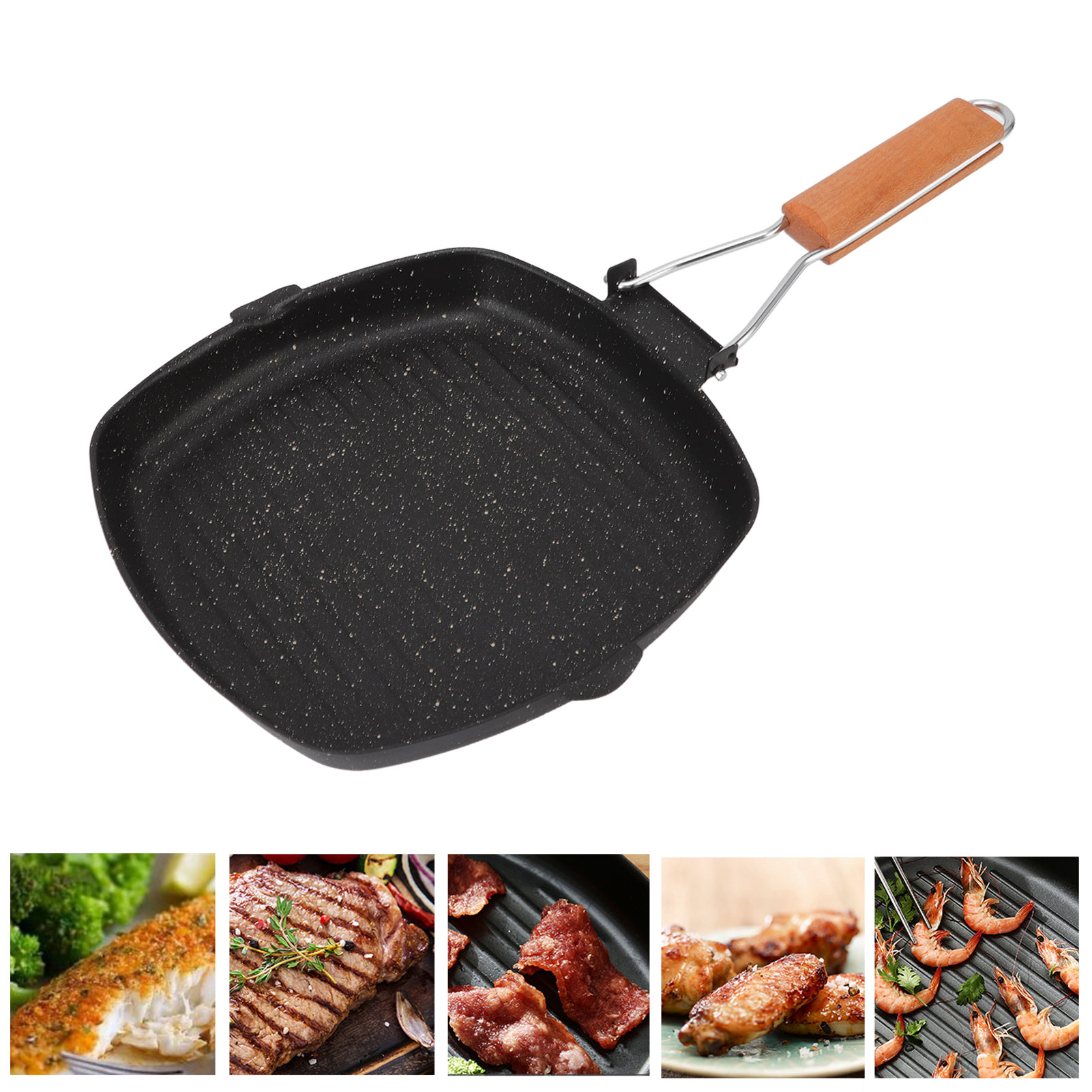 Faltbare Steakpfanne Für Den Einsatz Im Freien Und Zu Hause, Gestreifte Bratpfanne, Bratpfanne, Spezialpfanne Zum Braten Von Steaks, Antihaftbeschichtet, Geeignet Für Gas- Und Induktionsherde, Maifan