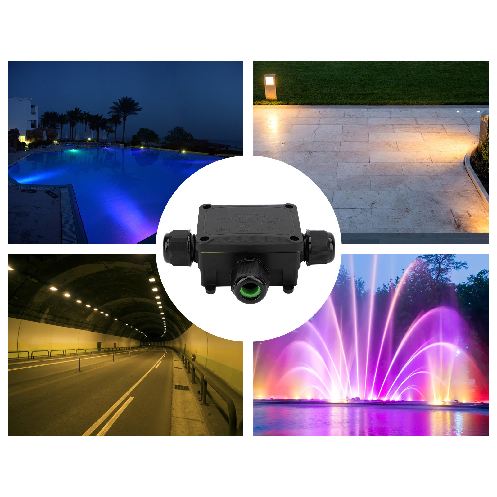 Anschlussdose Für Den Außenbereich Zur Led-beleuchtung Im Haus, Wasserdichte Anschlussdose Für Kabel, T-förmiges Netzteil Für Growzelte, 10–14 Mm