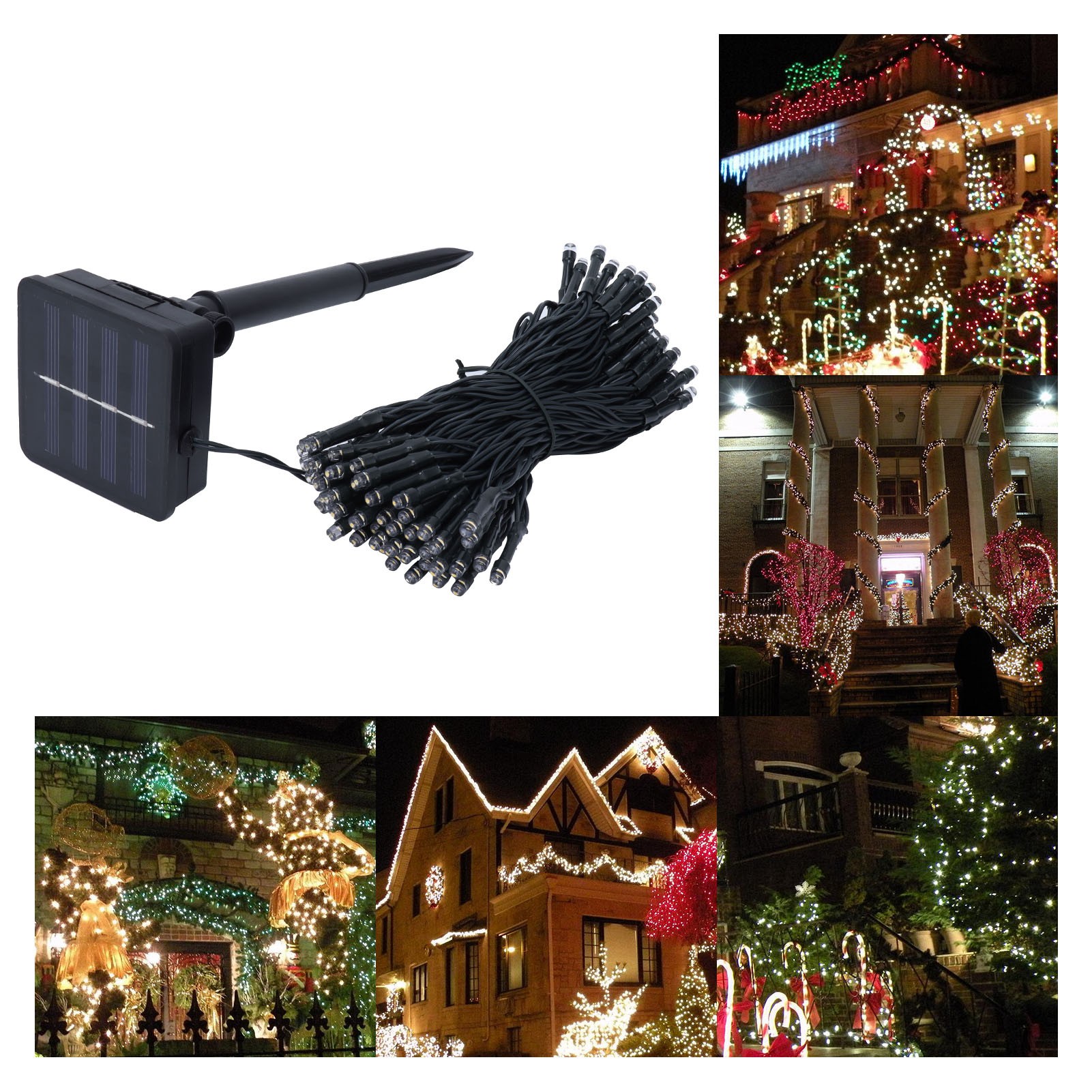 100 Led-solar-lichterkette, 12 M, Ip45 Wasserdicht, Für Garten- Und Rasendekoration, Warmes Licht