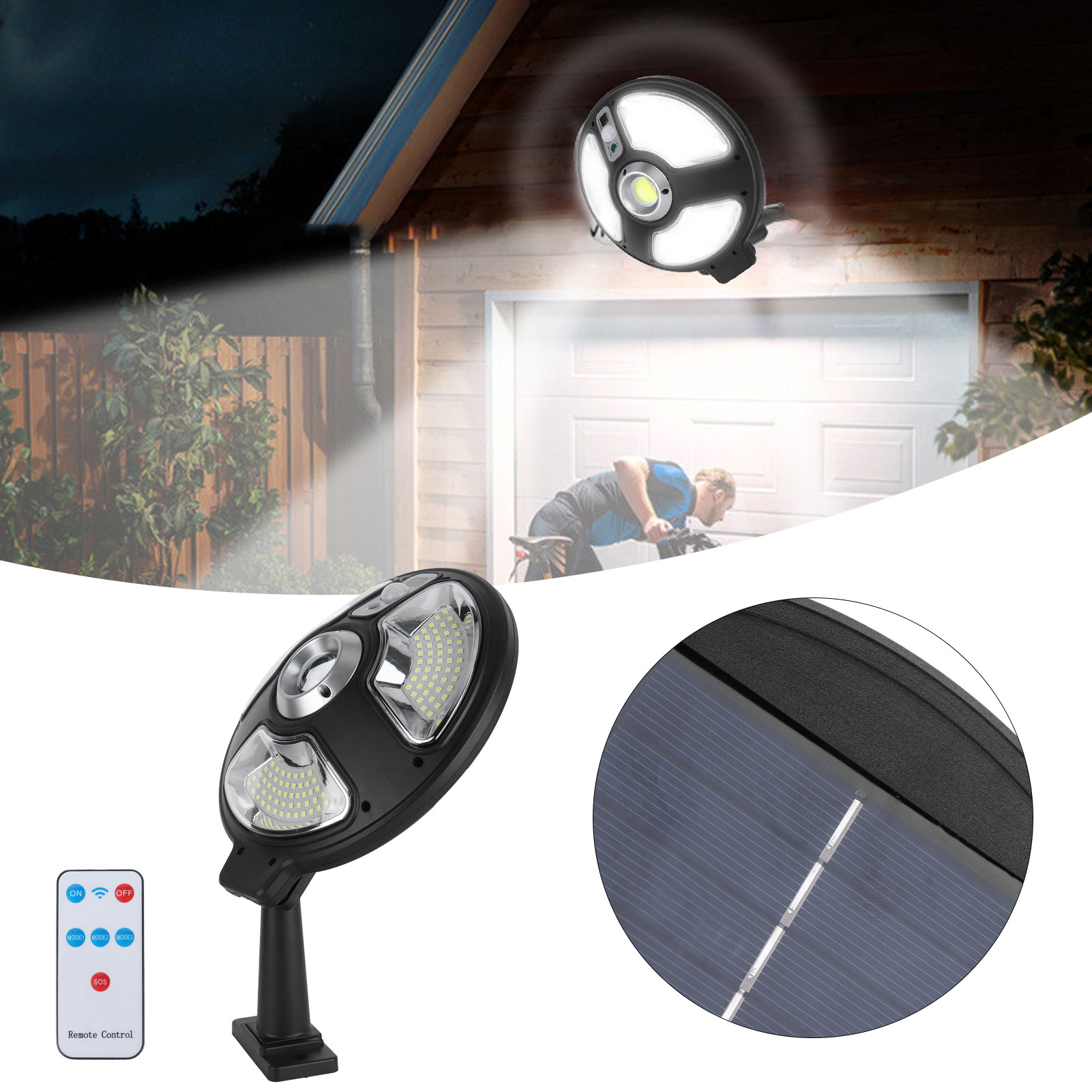 Wasserdichte Solar-led-wandleuchte Mit Bewegungsmelder Und Fernbedienung, Ideal Für Die Dekoration Von Garten Und Villa.