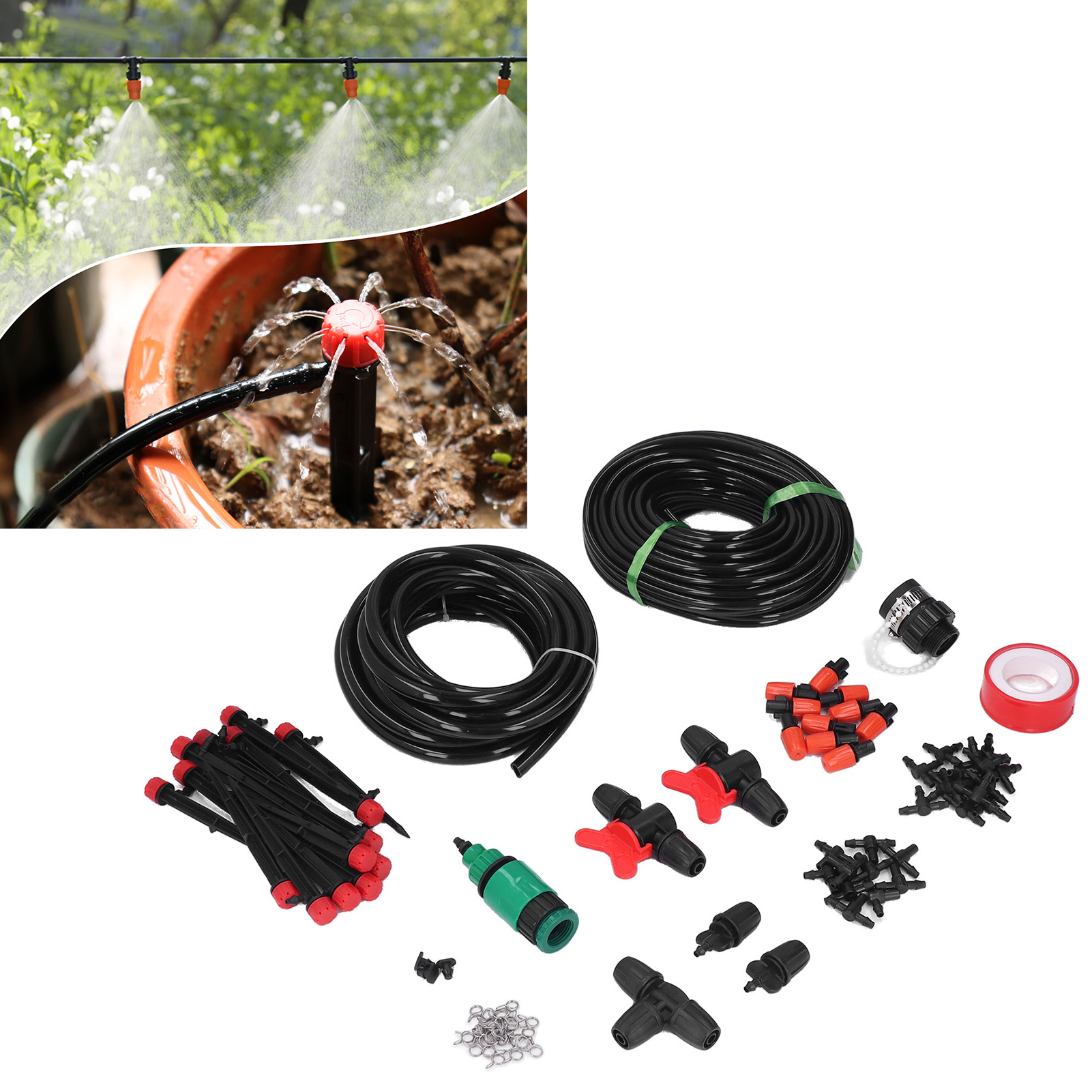 Mikrosprinkler-bewässerungssystem Für Gärten, 4/7 Kapillar-tropfbewässerungsset, Vernebelung Und Kühlung Für Die Landschaftsgestaltung
