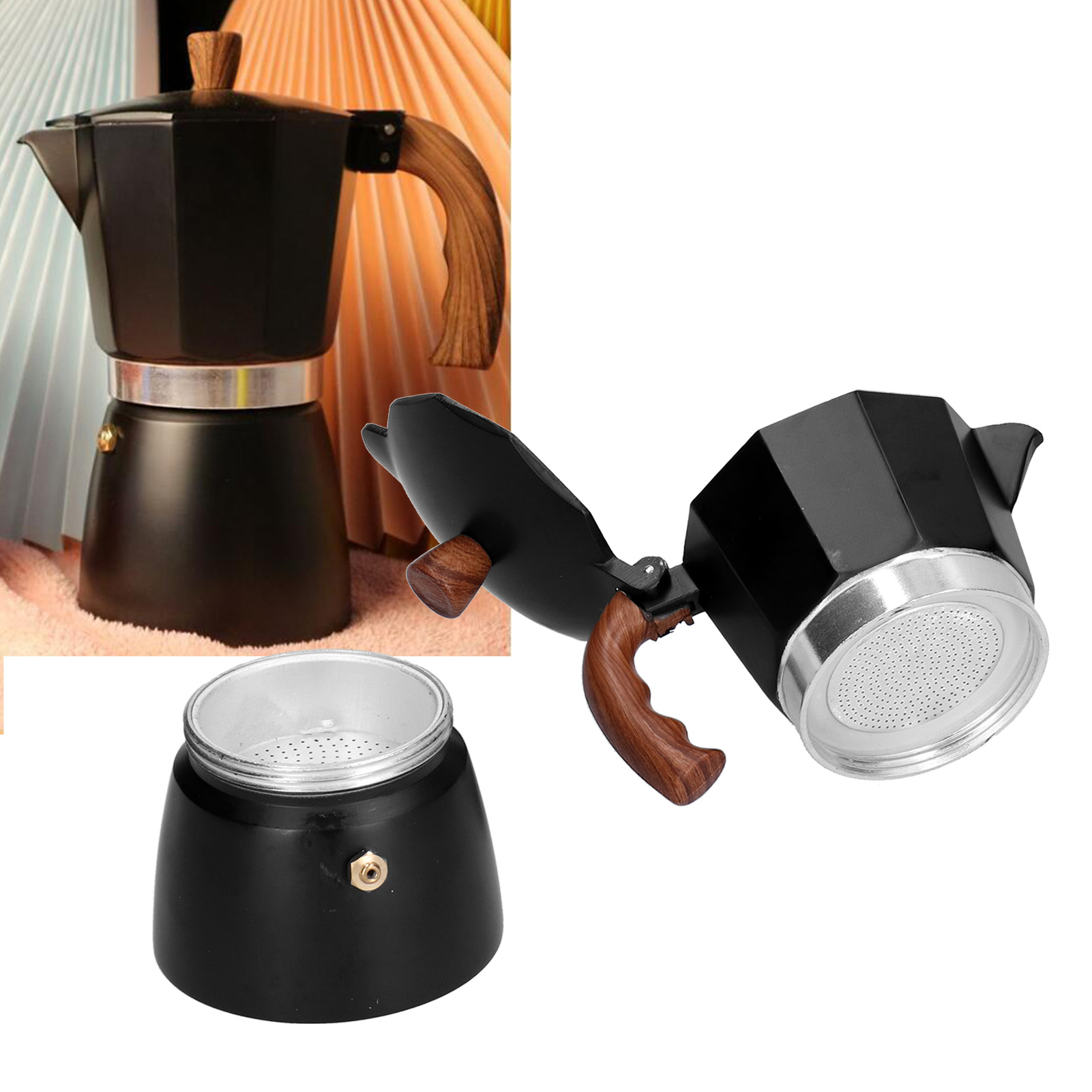 Tragbare Moka-kanne Aus Aluminiumlegierung Mit Isoliertem Griff Für Den Gebrauch Zu Hause Und Im Büro, 150 Ml (3 Tassen)