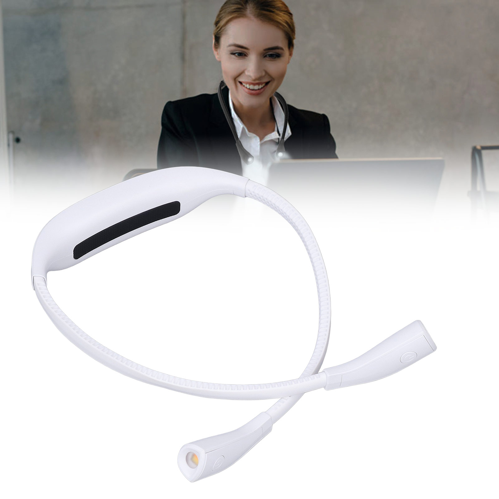 Augenschonende Led-leselampe, Tragbare Nackenlampe, Usb-wiederaufladbare Leselampe Für Schüler, Led-nackenlampe Zum Joggen Im Freien Bei Nacht, Weiß.