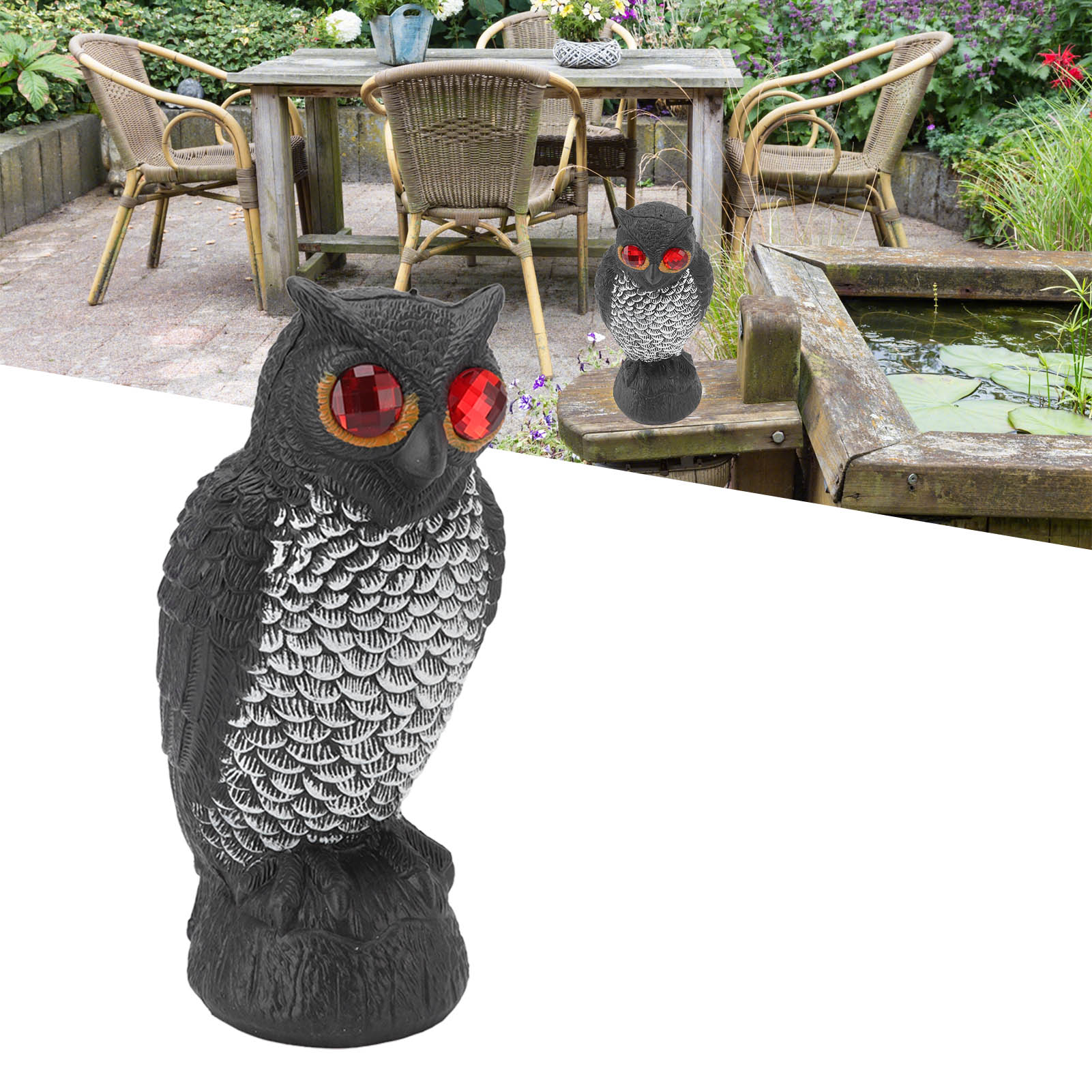 Plastikeule Mit Roten Augen Für Gärten, Hofdekorationen, Vogelabwehr, Gartendekorationen Im Freien, Künstliche Jagdeulen Aus Plastik, Abwehrmittel, Flache Mini-cartoon-eulen