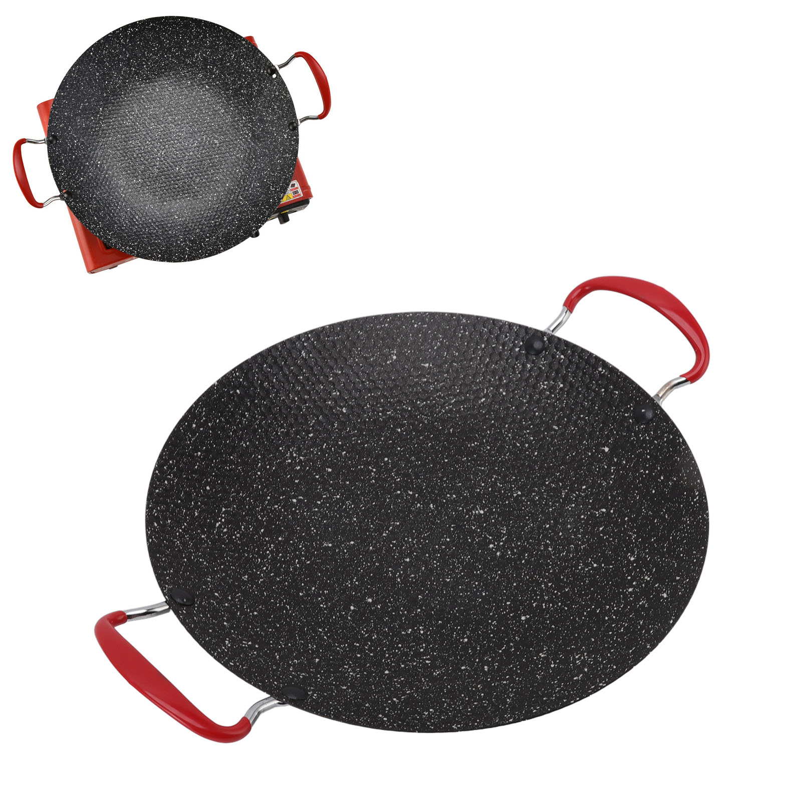 Koreanische Grillpfanne Mit Antihaftbeschichtung Und Hitzebeständigem Griff, Runde Grillplatte Für Gas- Oder Keramikgrills, 34 Cm / 13,3 Zoll