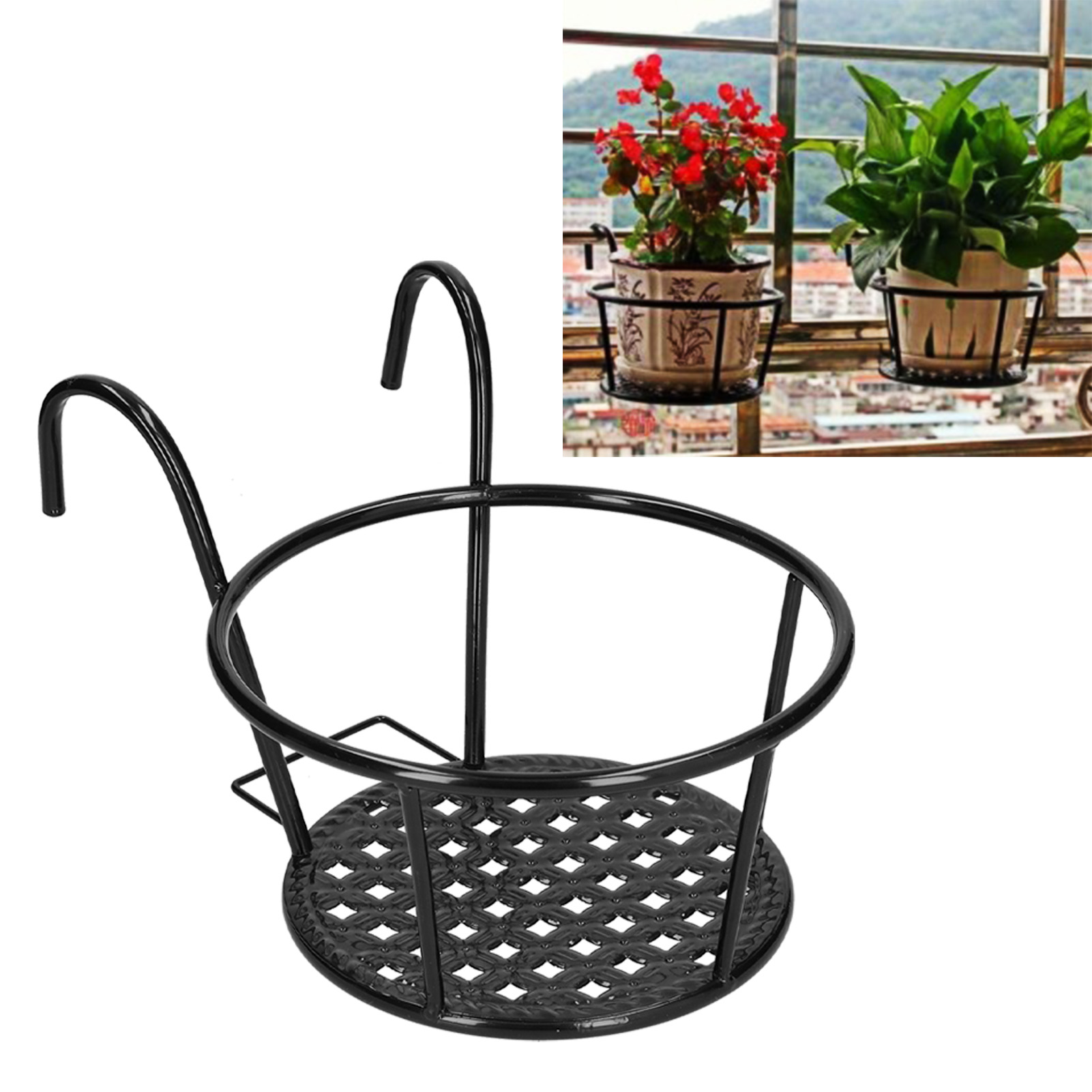 Hängende Halterung Für Pflanzgefäße Und Blumentöpfe Im Außenbereich, Zur Befestigung An Einem Geländer, Für Terrasse, Garten Oder Balkon (schwarz)