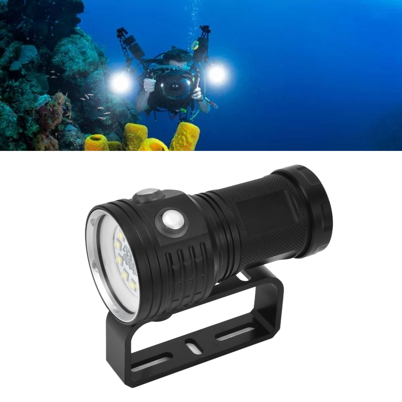 22 Led-taucherlampe, 10.000 Lm, Tragbar, Für Unterwasserbeleuchtung Und -fotografie, Wasserdicht Bis 100 M, Drei Lichtfarben, Sieben Beleuchtungsmodi, Ipx8-gehäuse Aus Aluminiumlegierung.