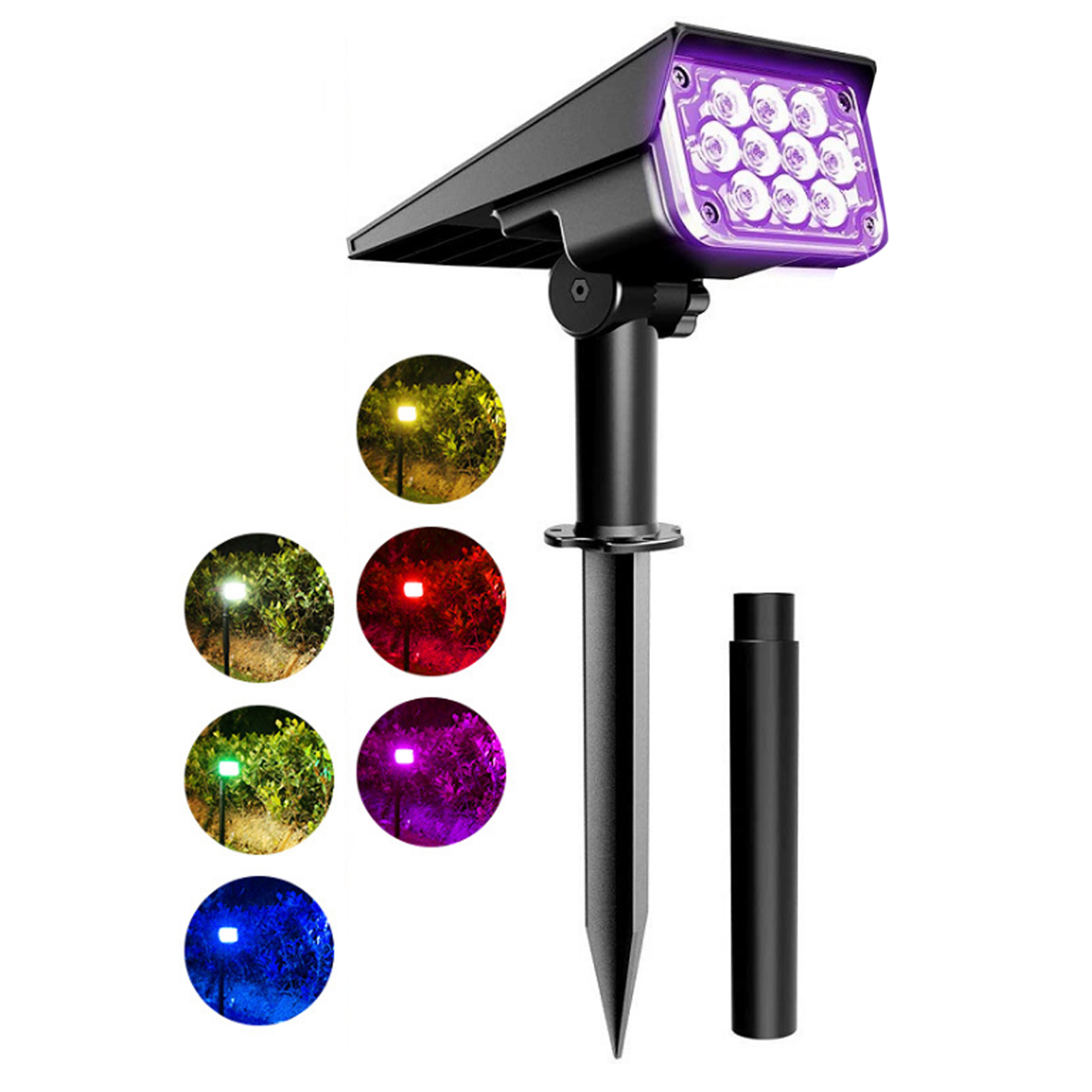 3w Led-solarwandleuchte Mit Lichtsensor Für Garten, Hof Oder Außengestaltung, Wasserdicht, Erdspieß (10 Rgb-leds)