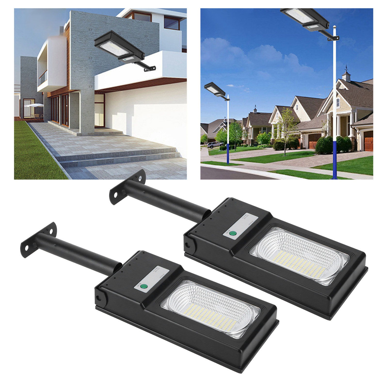 Set Mit 2 Solar-induktionslampen, 117 Leds, 50 W, Weiße Beleuchtung Für Garten Und Hof.