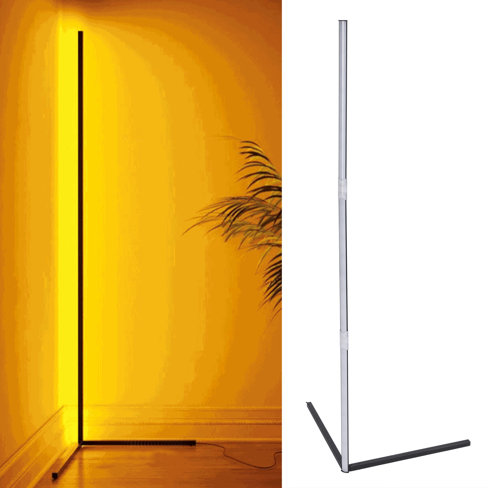 Rgb-eckstehleuchte Mit Farbenfroher Und Heller Ambientebeleuchtung, Modernem Und Elegantem Dreiecksdesign, Led-fernbedienung, 100–240 V