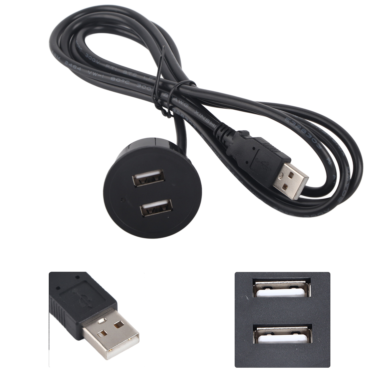 Usb-ladesteckdosenleiste Für Sofa, Integriertes Handy-ladegerät, Usb-tischnetzteil, Zwei Usb-ladebuchsen, 1,5 M, Schwarz.