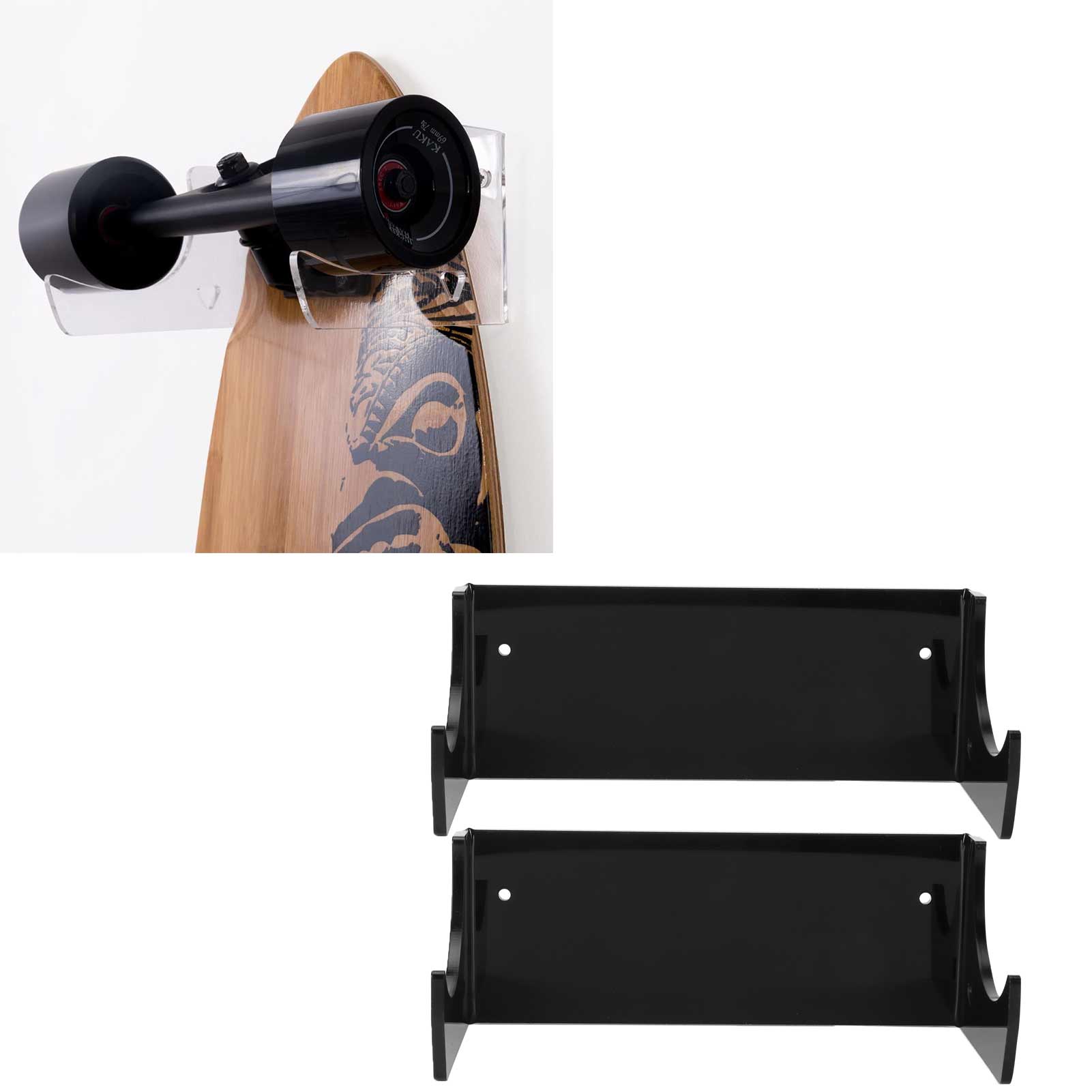 Set Mit 2 Wandregalen Für Skateboards, Snowboards Und Zubehör (schwarz)