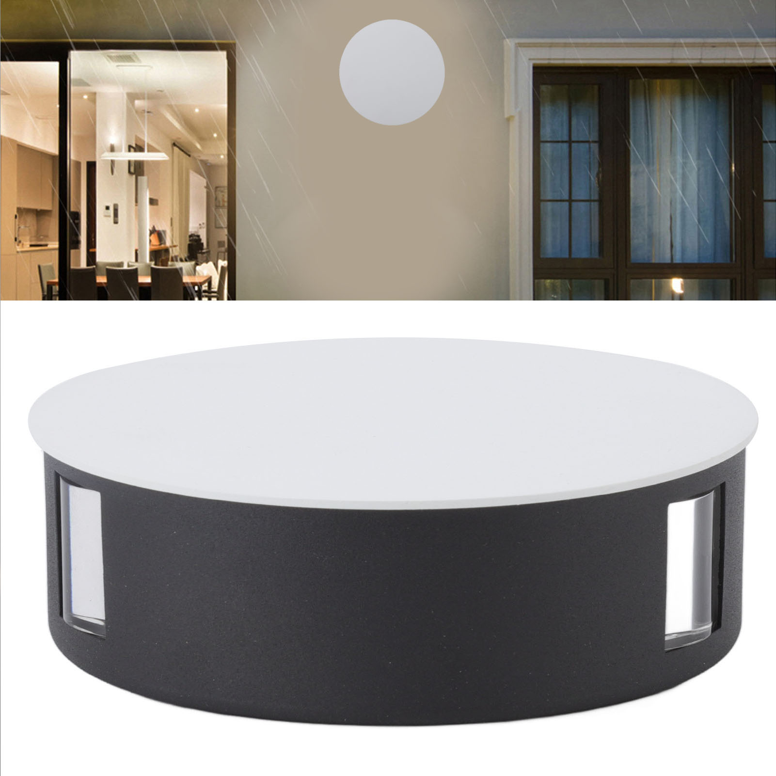 Runde, Dreistrahlige Led-wandleuchte Aus Aluminium, Nachttischlampe, Wohnzimmer-/flurleuchte, Karaoke-lampe, Esszimmerleuchte, Weißes Gehäuse.